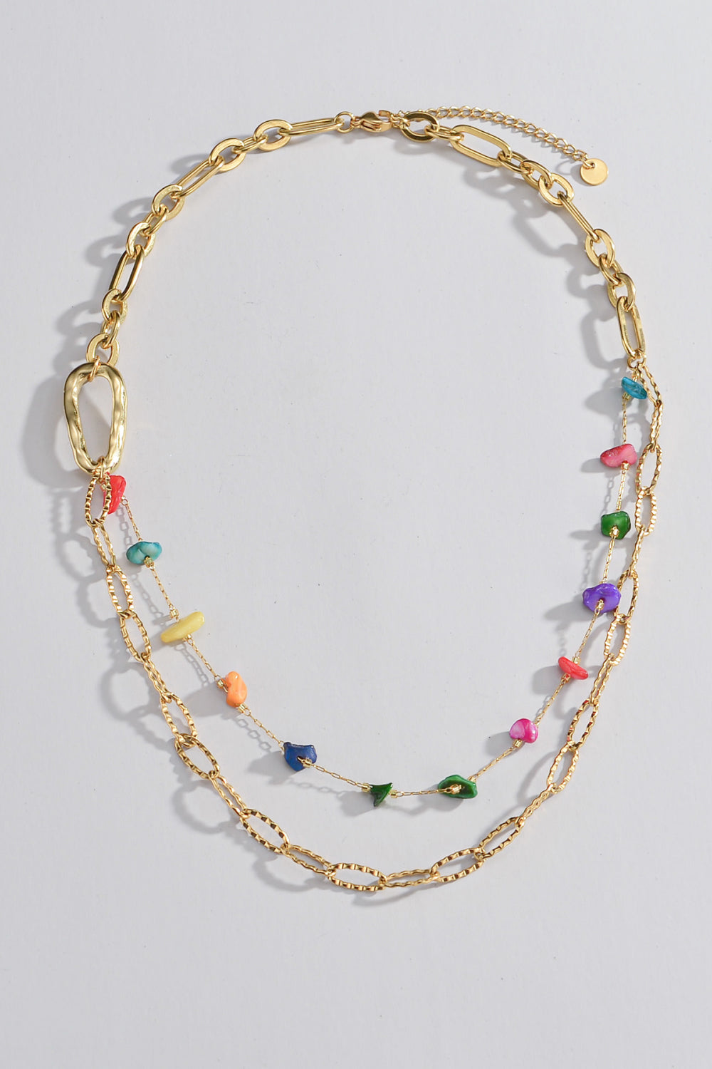Multicolored Stone Double-Layered Necklace  Necklaces- Doll Fits