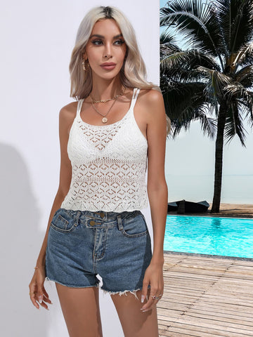 Spaghetti Strap Scoop Neck Knit Cami  - Doll Fits