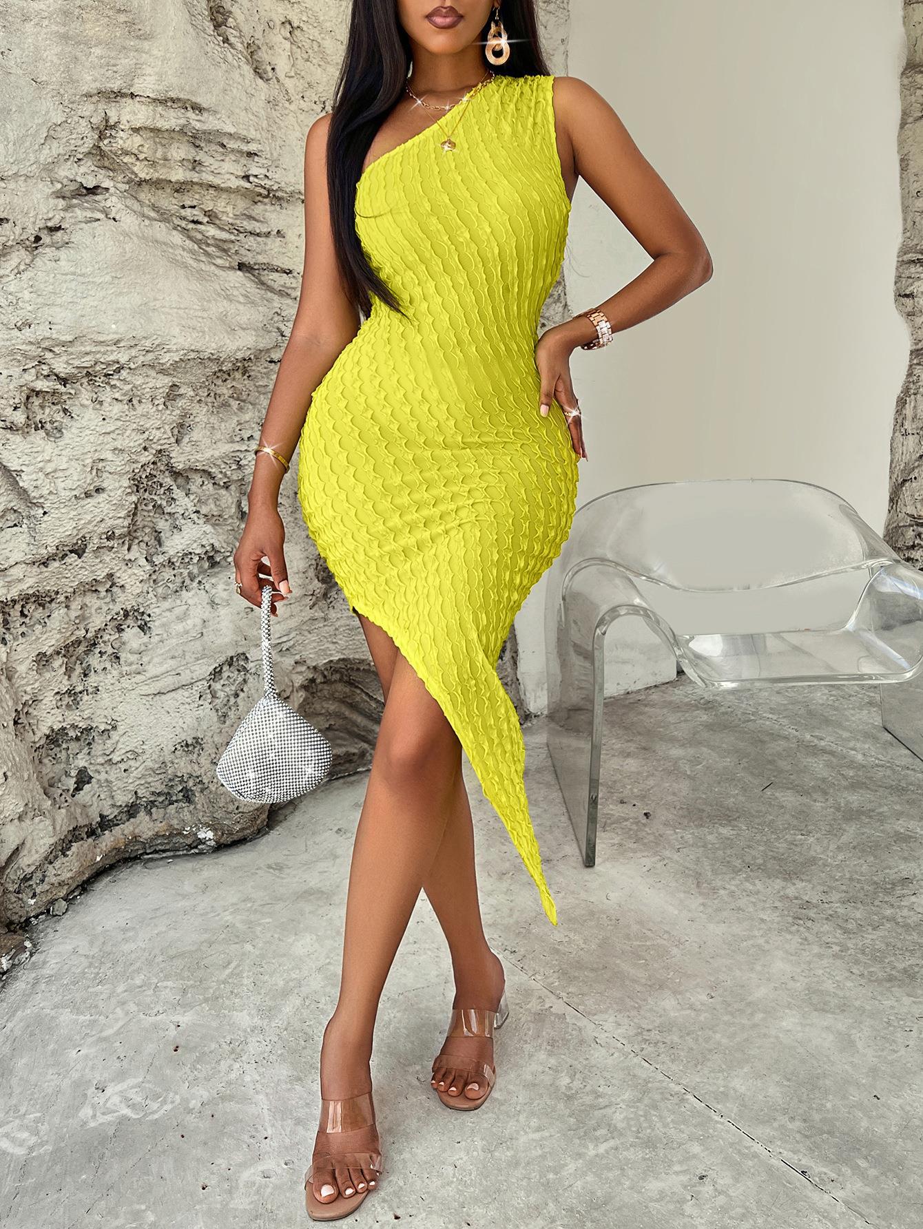Sleeveless Asymmetrical One Shoulder Dress  Dresses- Doll Fits