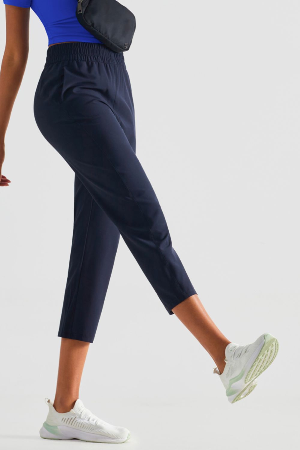 Elastic Waist Cropped Sports Pants  Pants- Doll Fits