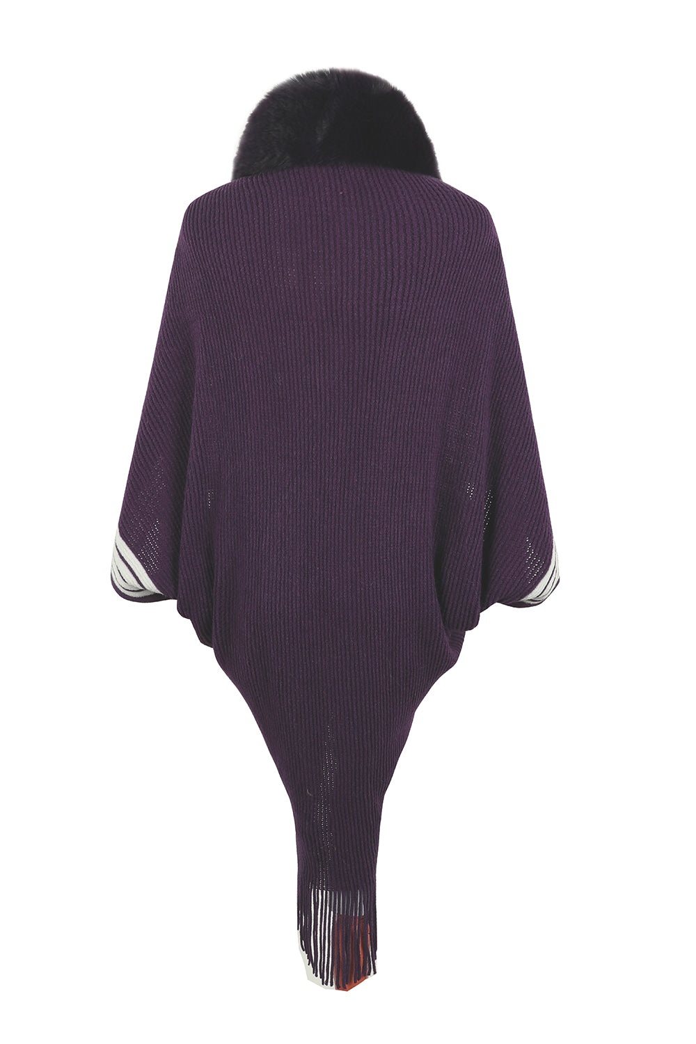 Striped Fringe Detail Long Sleeve Poncho  - Doll Fits