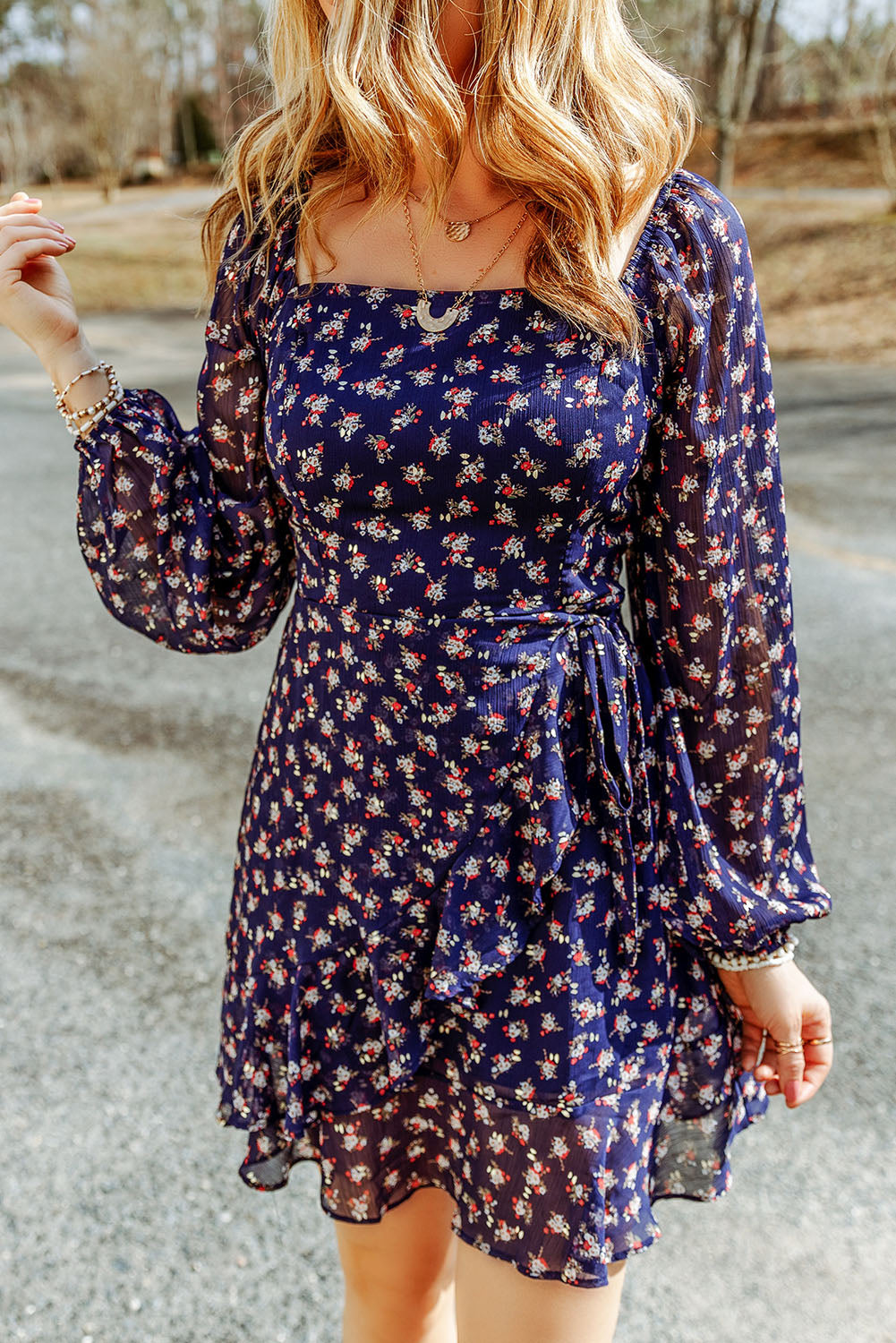 Printed Square Neck Ruffled Dress  Dresses- Doll Fits