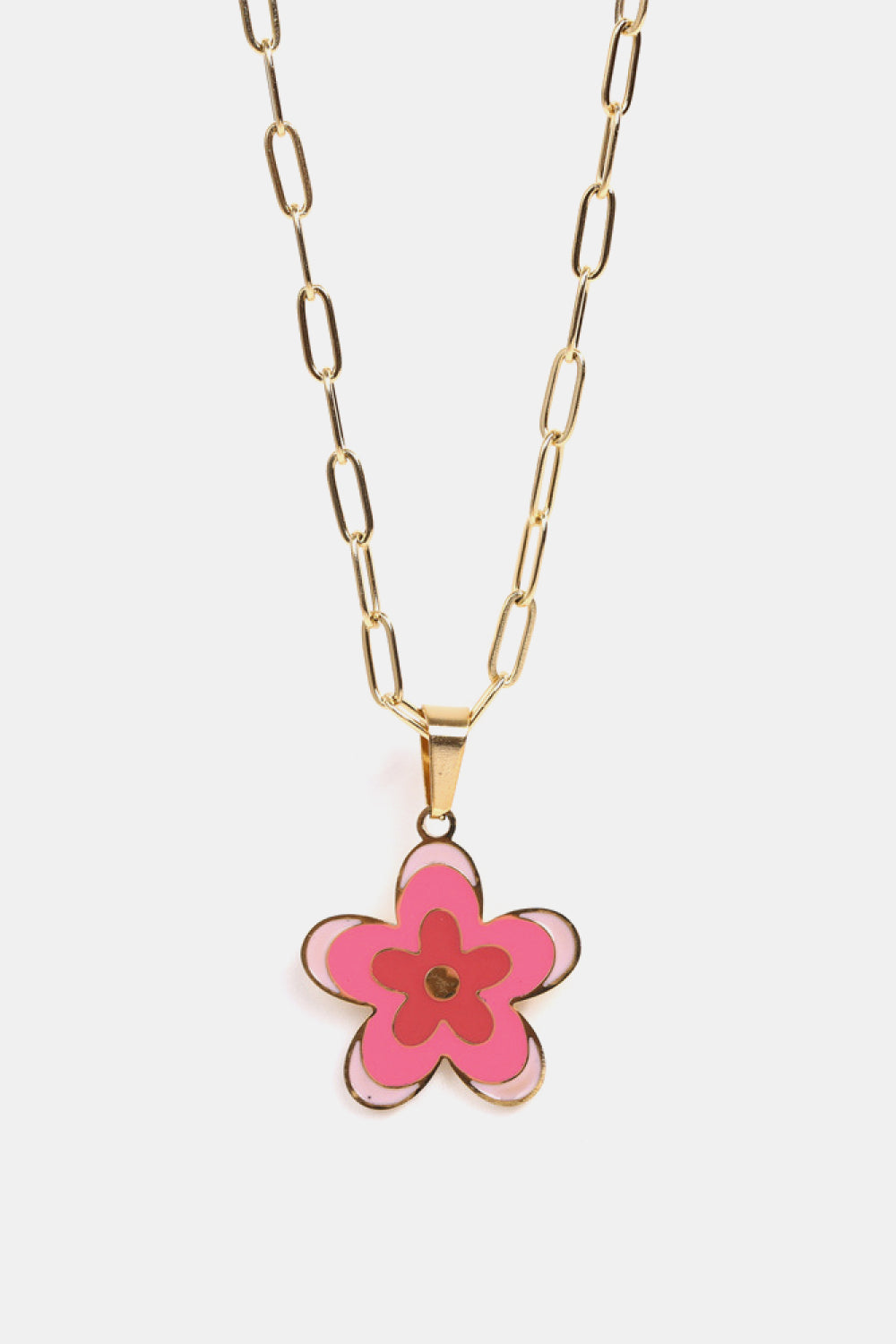 Flower Pendant Stainless Steel Necklace  Necklaces- Doll Fits
