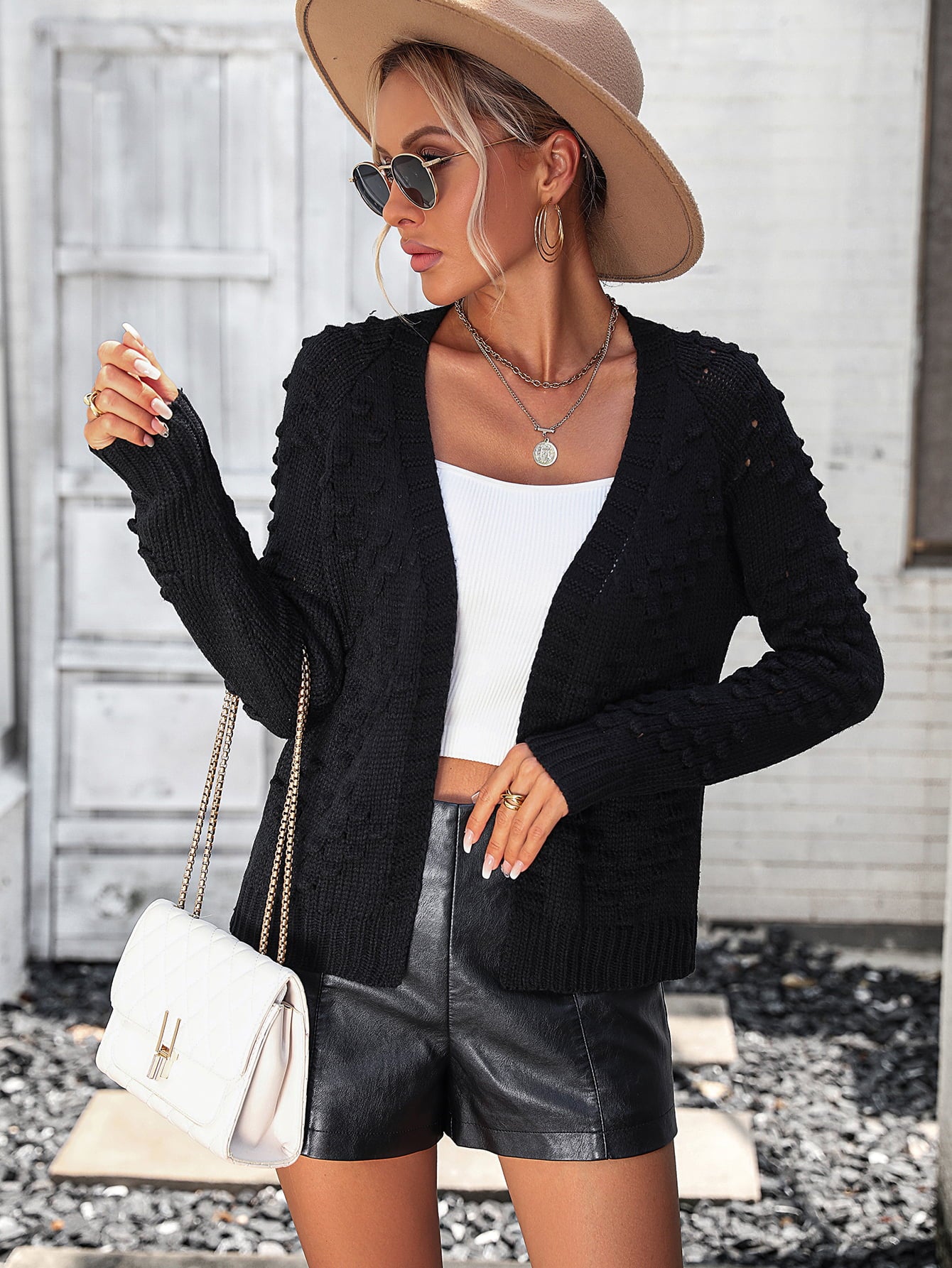Open Front Long Sleeve Cardigan  - Doll Fits