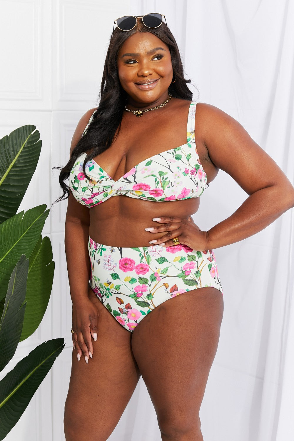 Marina West Swim Take A Dip Twist High-Rise Bikini in Cream  Swimwear- Doll Fits