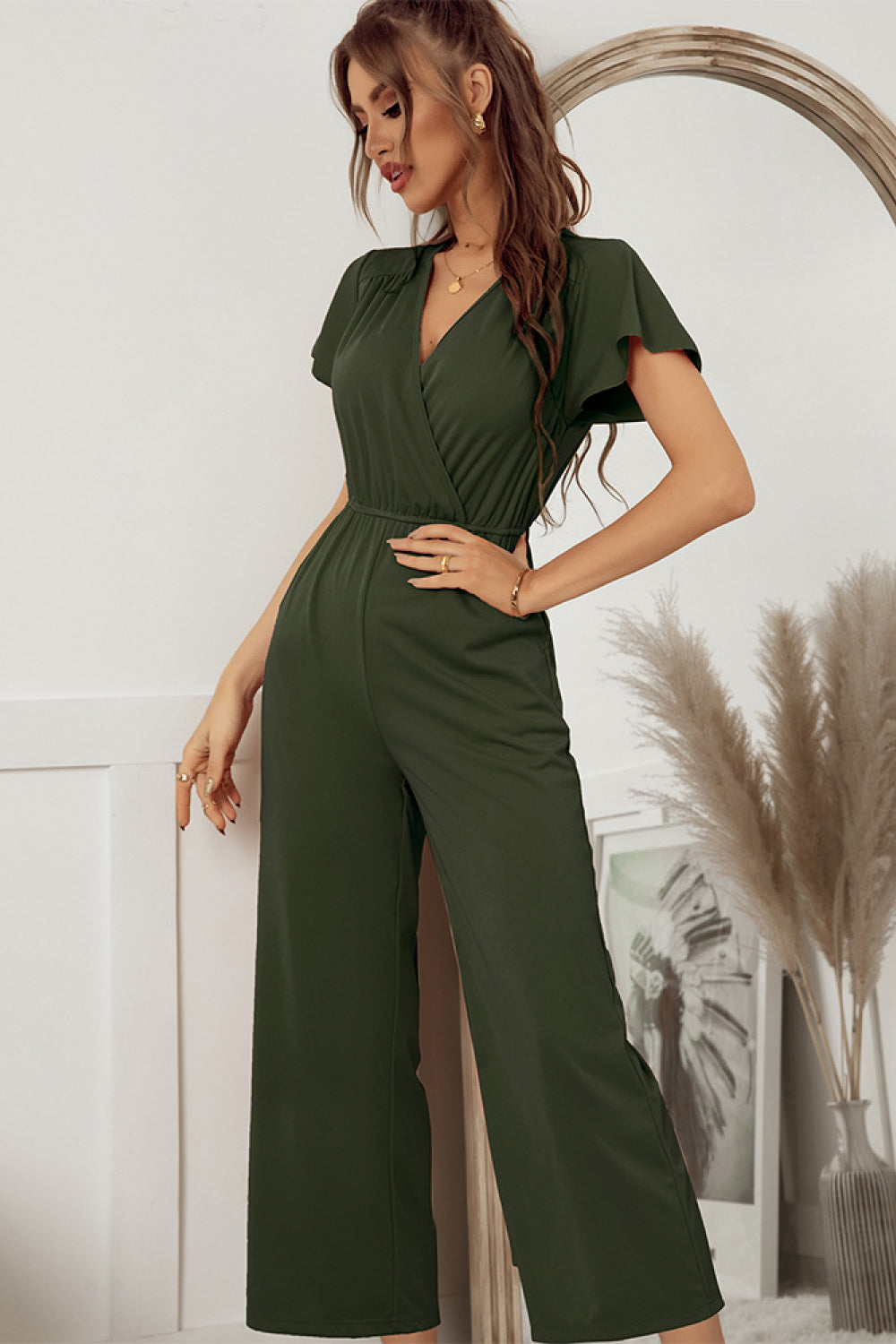 Flutter Sleeve Surplice Jumpsuit  Jumpsuits & Rompers- Doll Fits