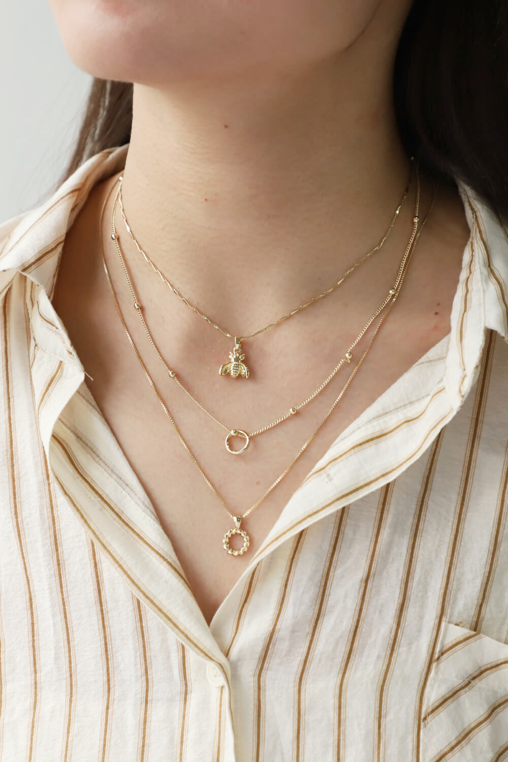 Twisted Detail Necklace Three-Piece Set  Necklaces- Doll Fits