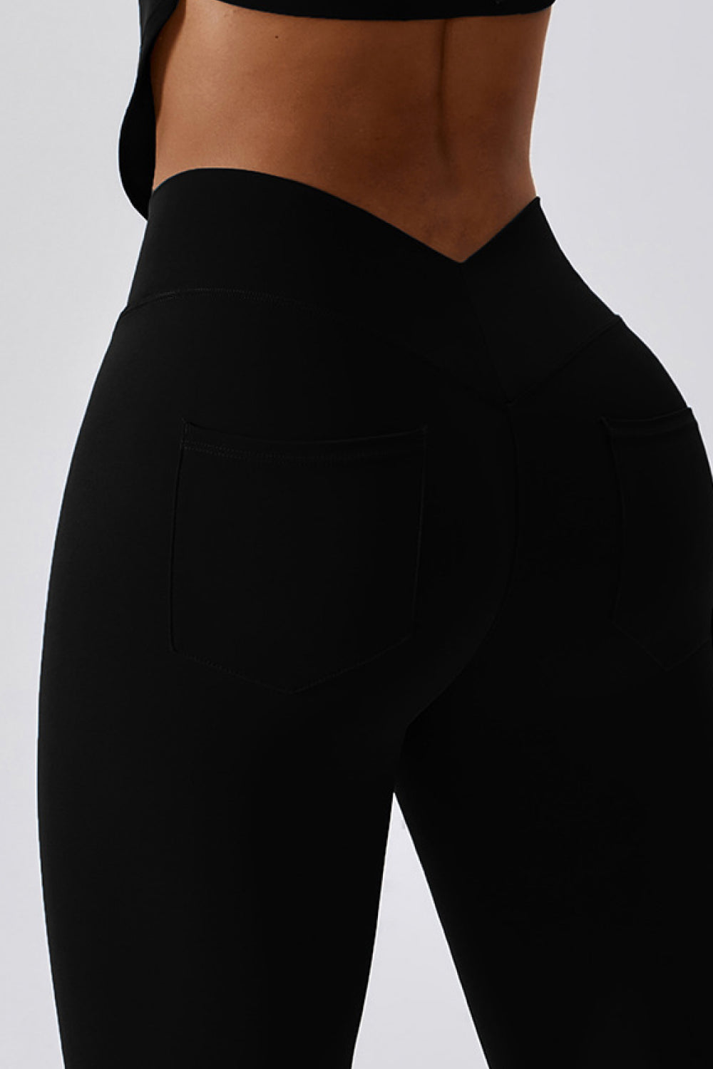 Wide Waistband Slim Fit Back Pocket Sports Leggings  - Doll Fits