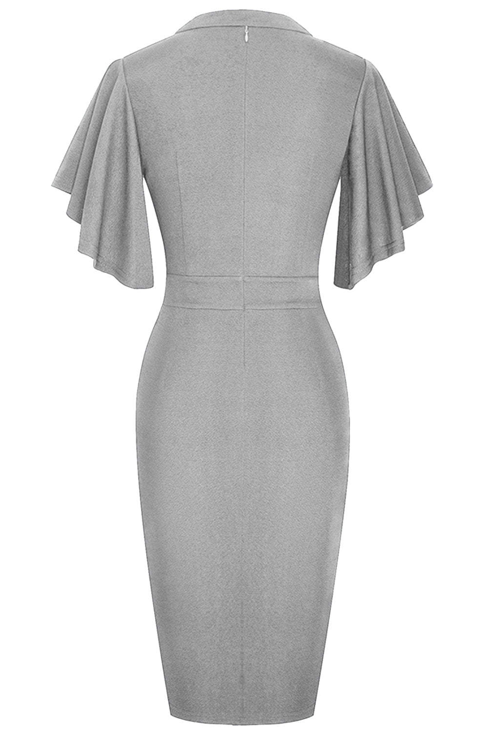 Notched Neck Flutter Sleeve Pencil Dress  Dresses- Doll Fits