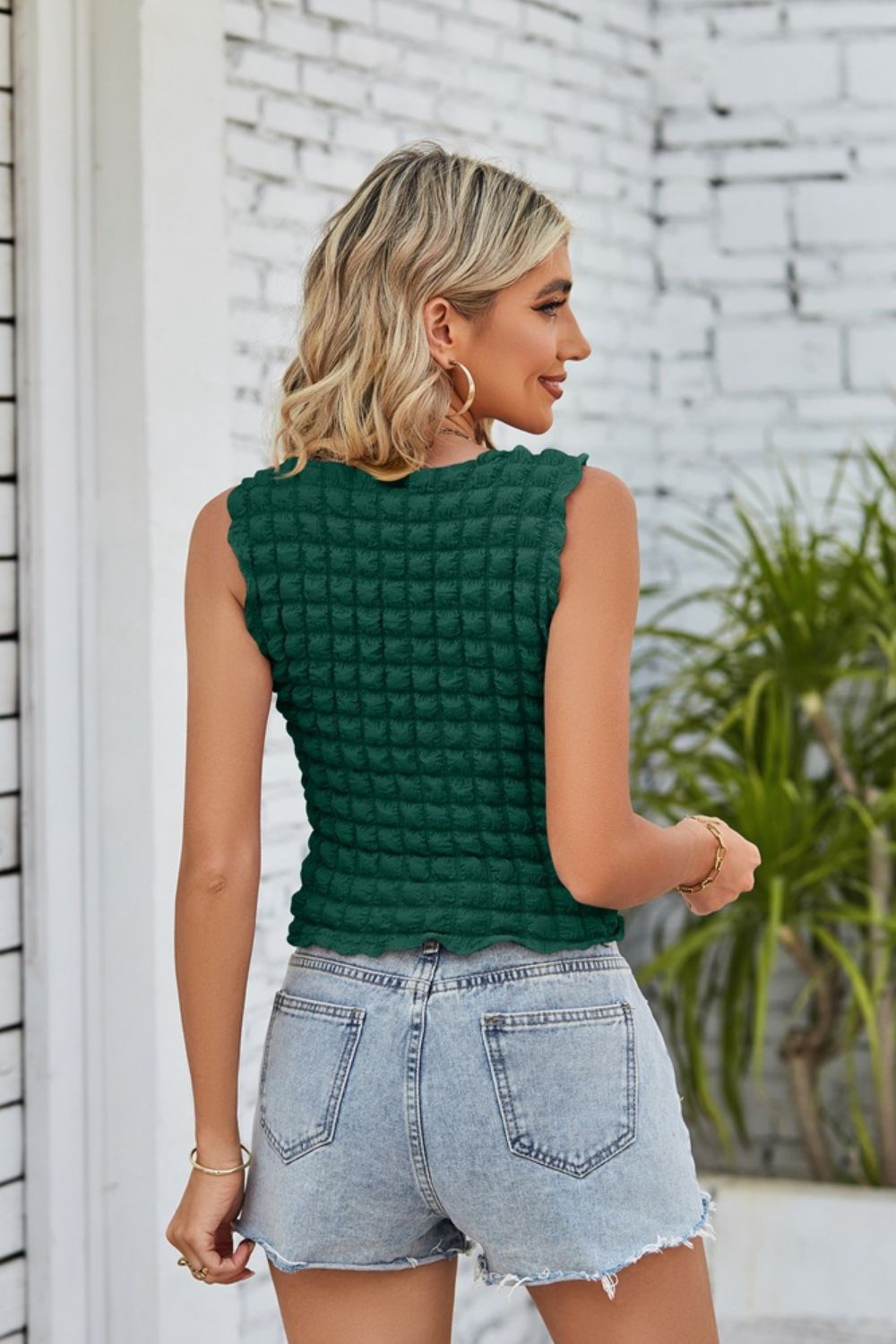 Textured Round Neck Tank  Shirts & Tops- Doll Fits
