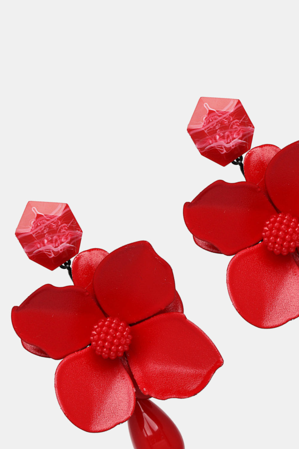 Bloosom Flower and Teardrop Resin Dangle Earrings  Earrings- Doll Fits