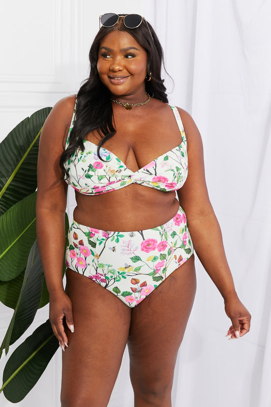 Marina West Swim Take A Dip Twist High-Rise Bikini in Cream  Swimwear- Doll Fits