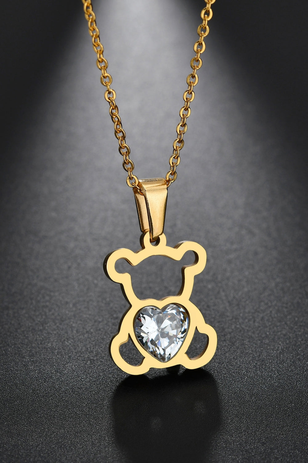 Bear Pendant Stainless Steel Necklace  Necklaces- Doll Fits