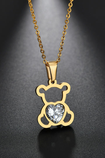 Bear Pendant Stainless Steel Necklace  Necklaces- Doll Fits