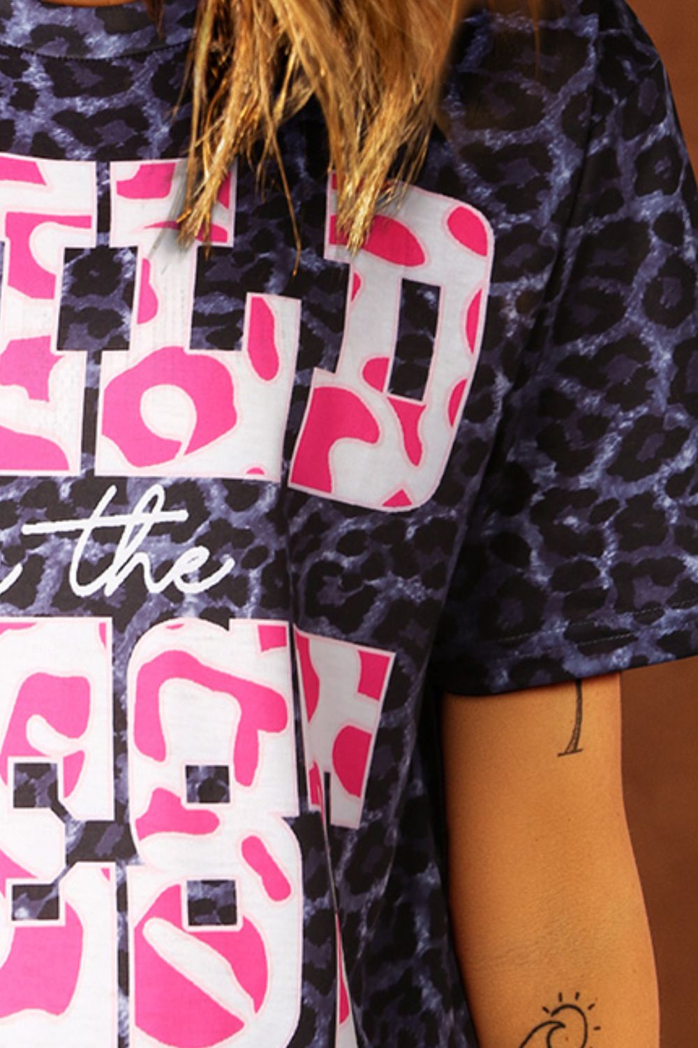 Slogan Graphic Leopard Tee  Shirts & Tops- Doll Fits