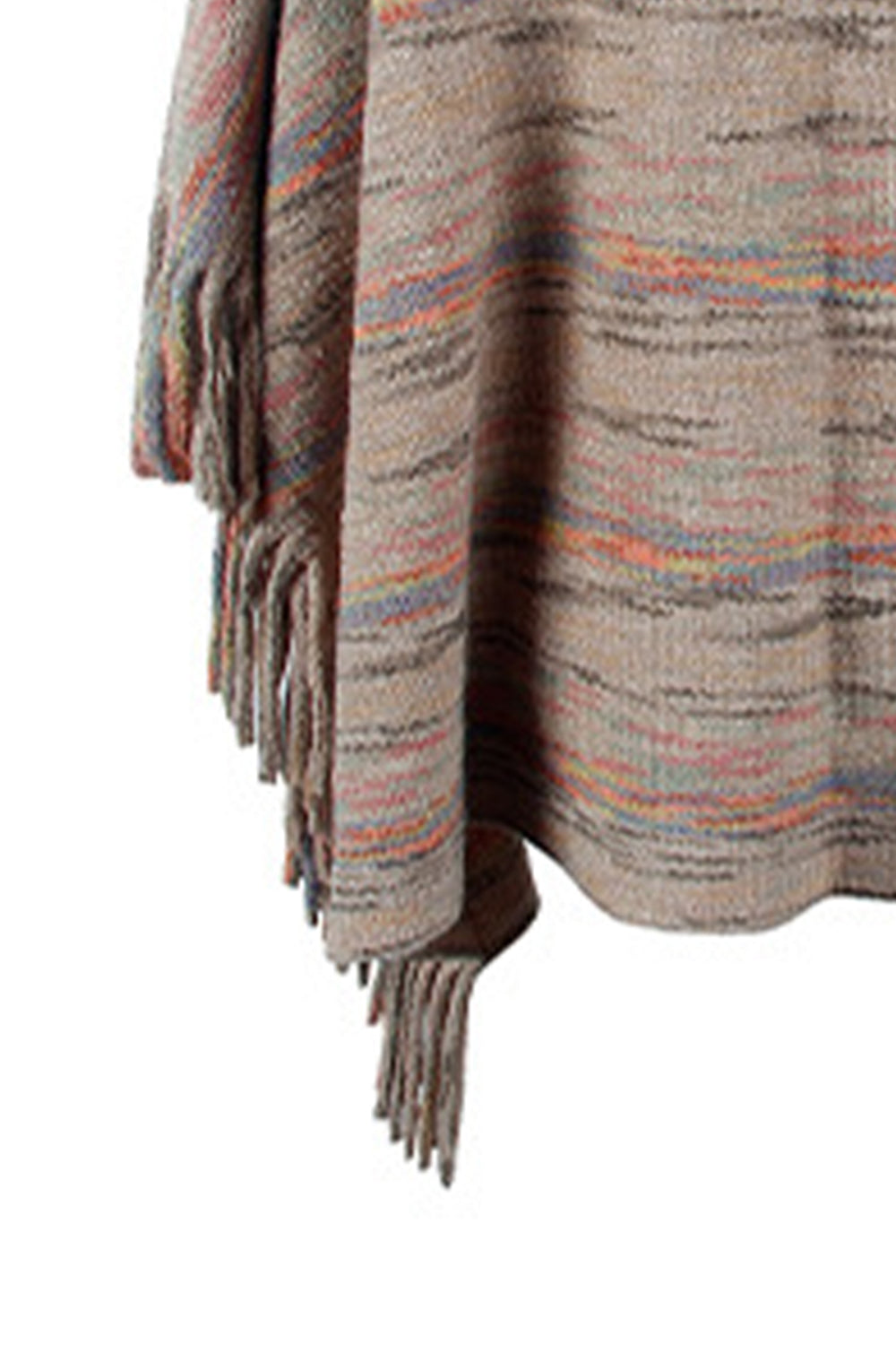 Round Neck Fringe Detail Sleeve Poncho  - Doll Fits