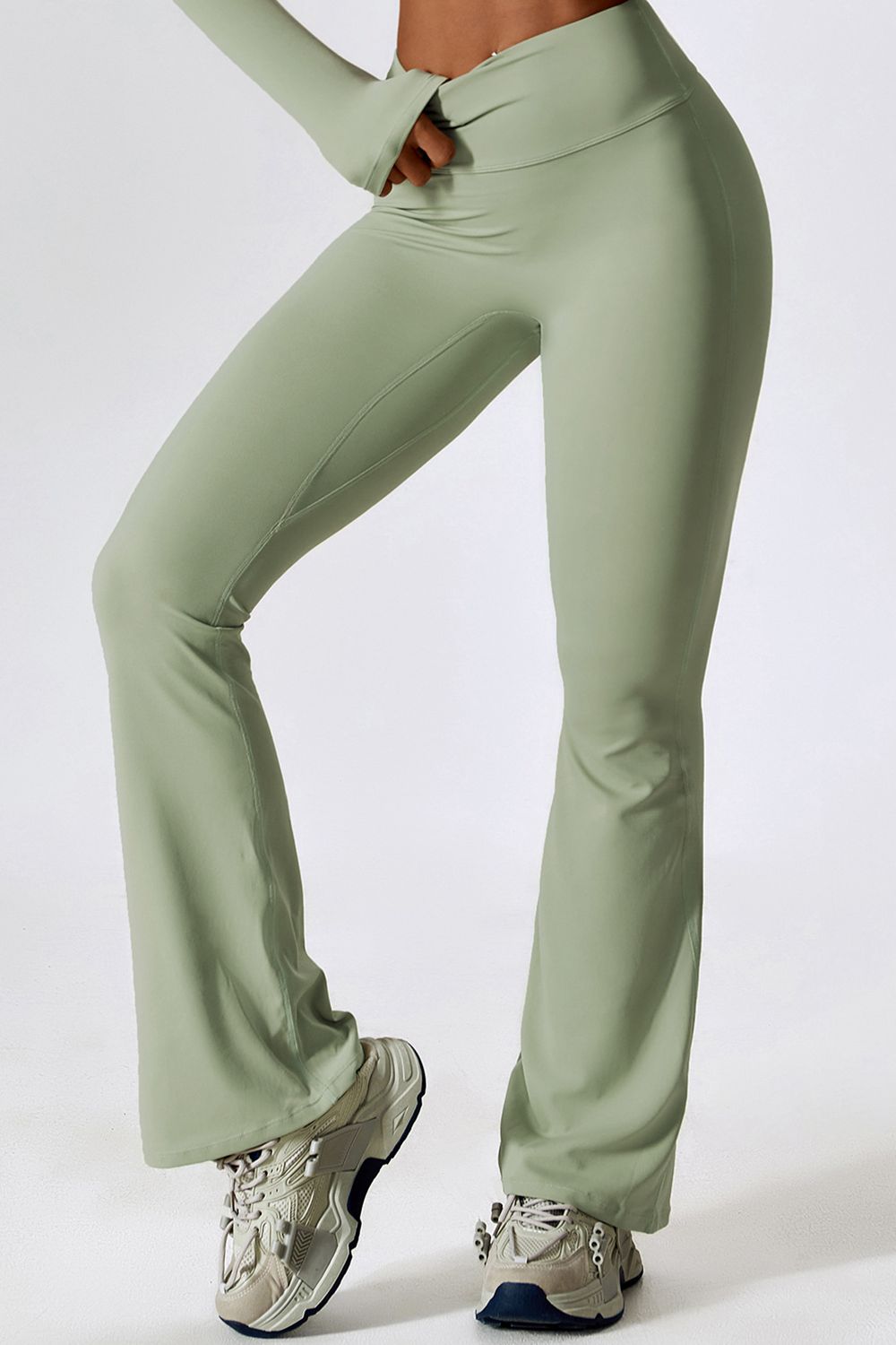 Wide Waistband Slim Fit Wide Leg Sports Leggings  - Doll Fits