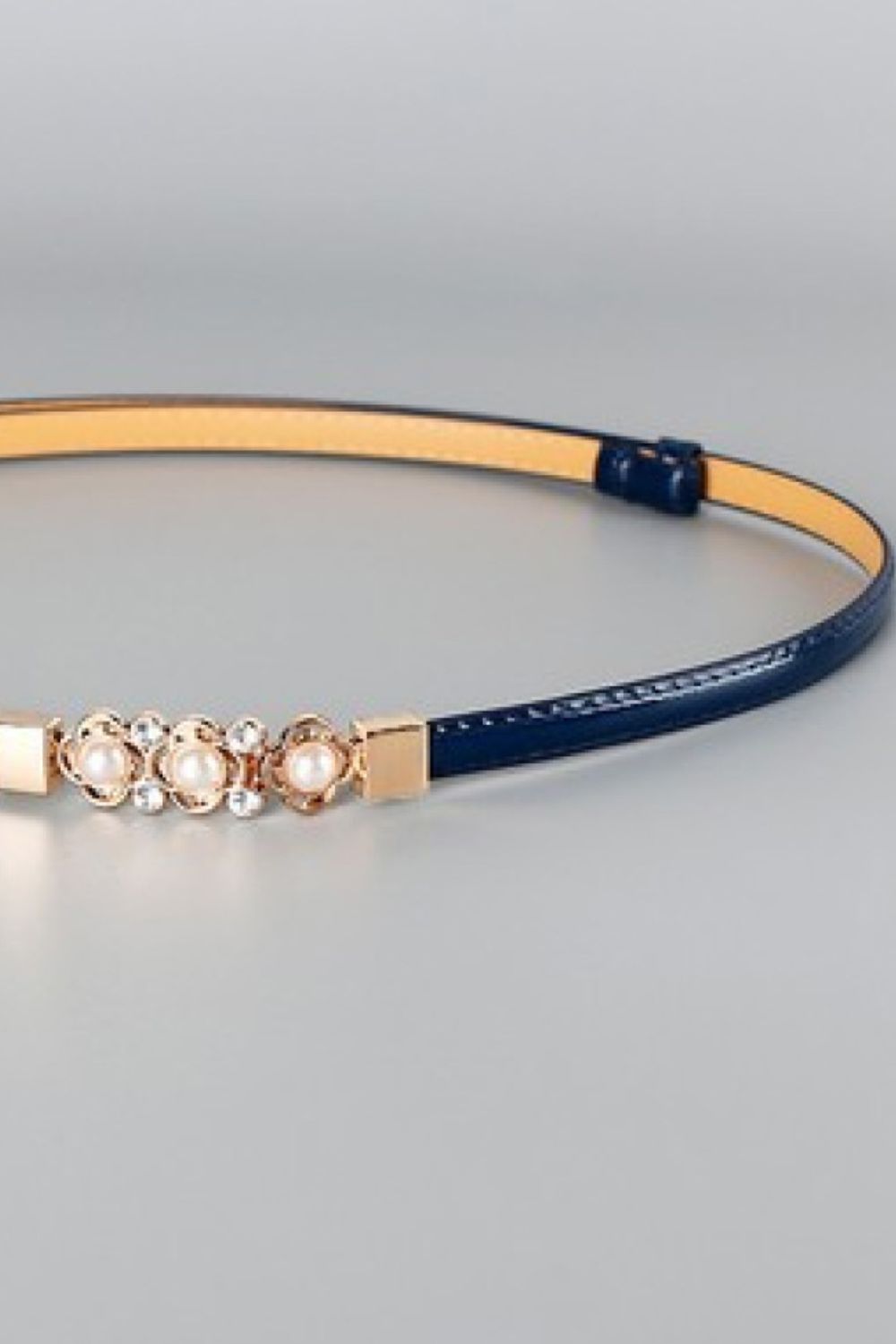 Rhinestone Flower Adjustable PU Leather Belt  Belts- Doll Fits