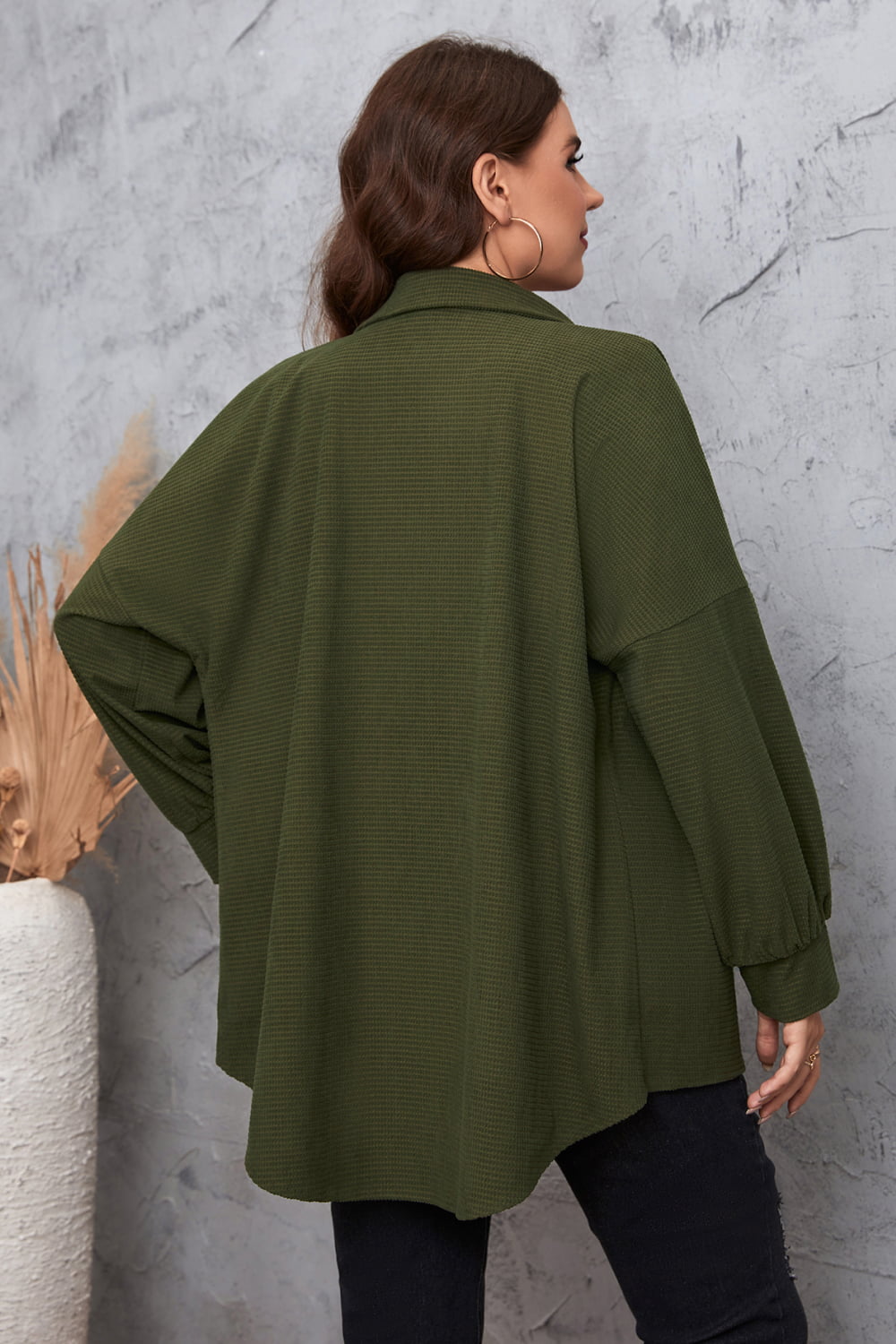 Melo Apparel Plus Size Dropped Shoulder Shirt  - Doll Fits