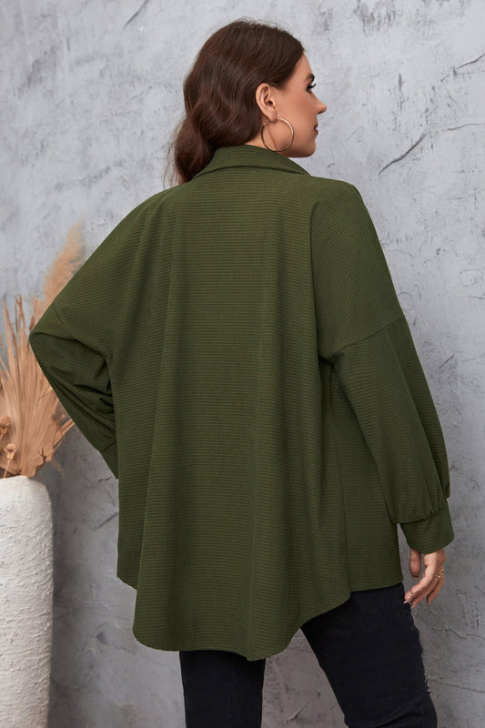 Melo Apparel Plus Size Dropped Shoulder Shirt  - Doll Fits