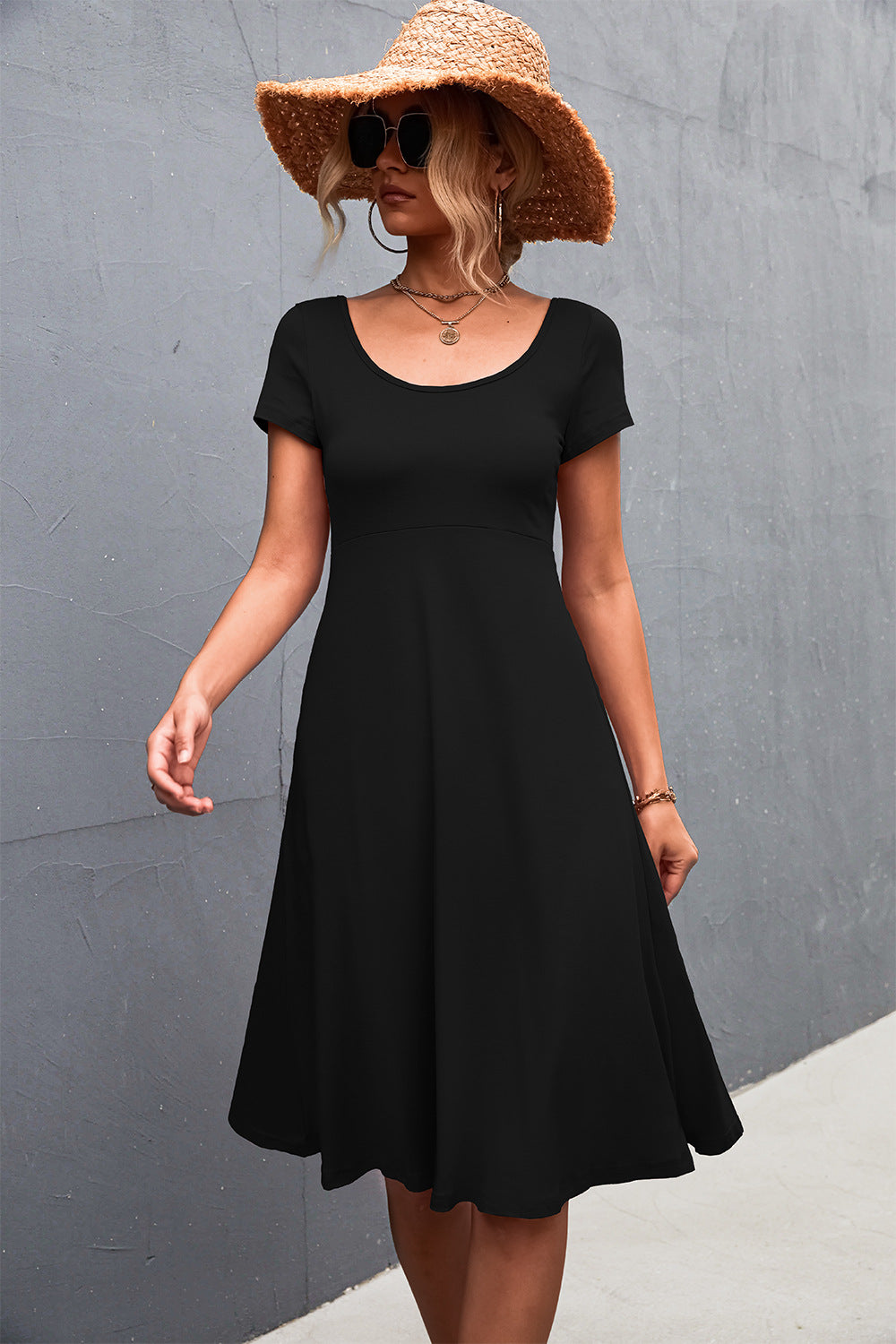 Scoop Neck Short Sleeve Dress  Dresses- Doll Fits
