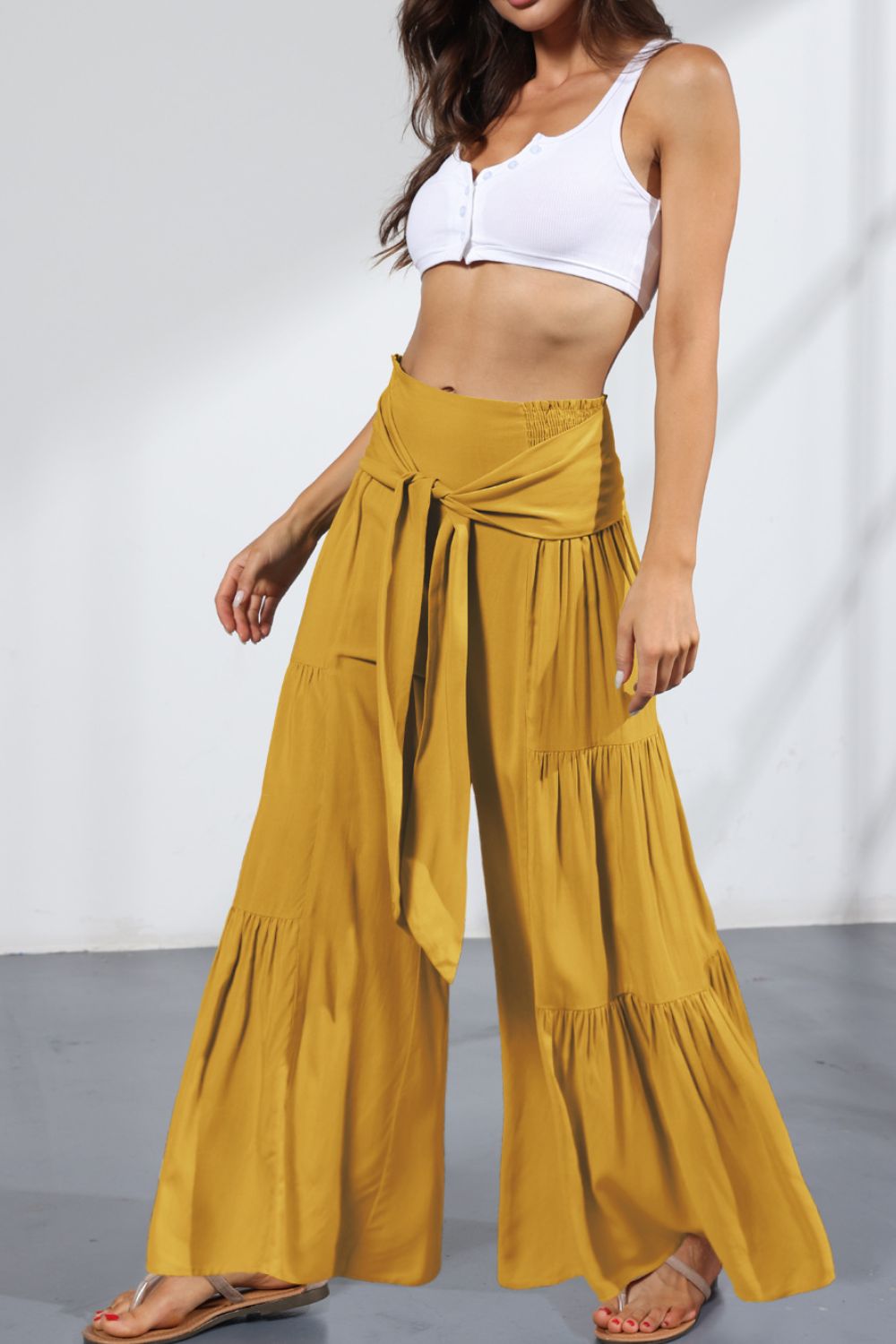 Tie Front Smocked Tiered Culottes  - Doll Fits