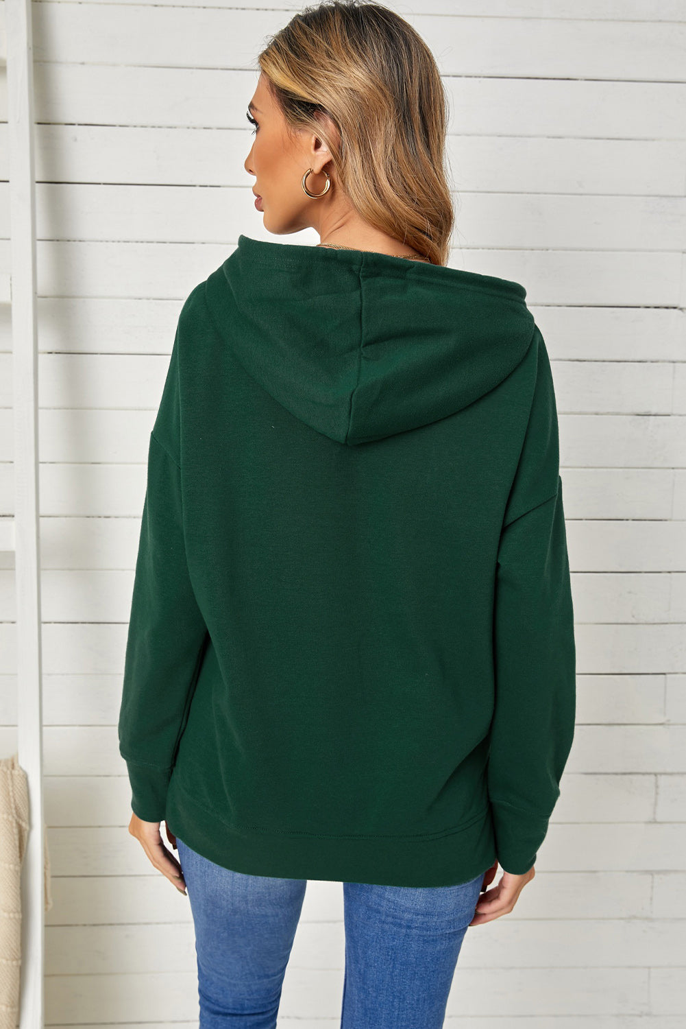 Drop Shoulder Hoodie with Slit  Shirts & Tops- Doll Fits