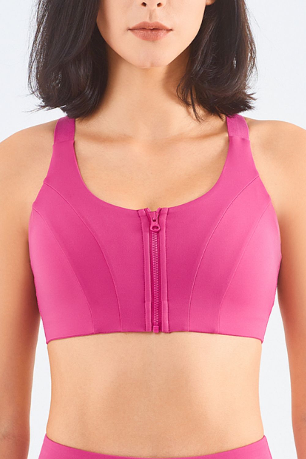 Zip-Up Racerback Sports Bra  Activewear- Doll Fits
