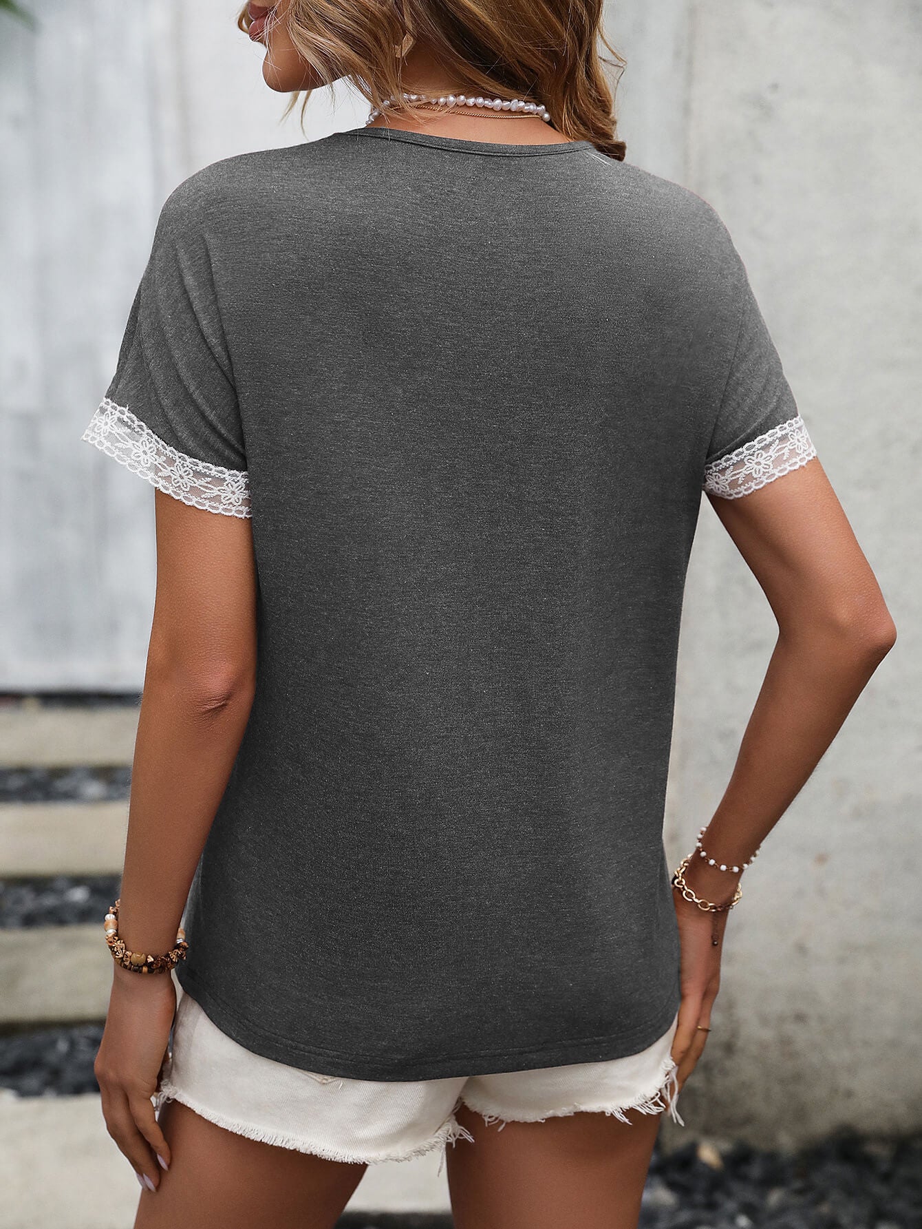 Contrast Round Neck Short Sleeve Tee  - Doll Fits