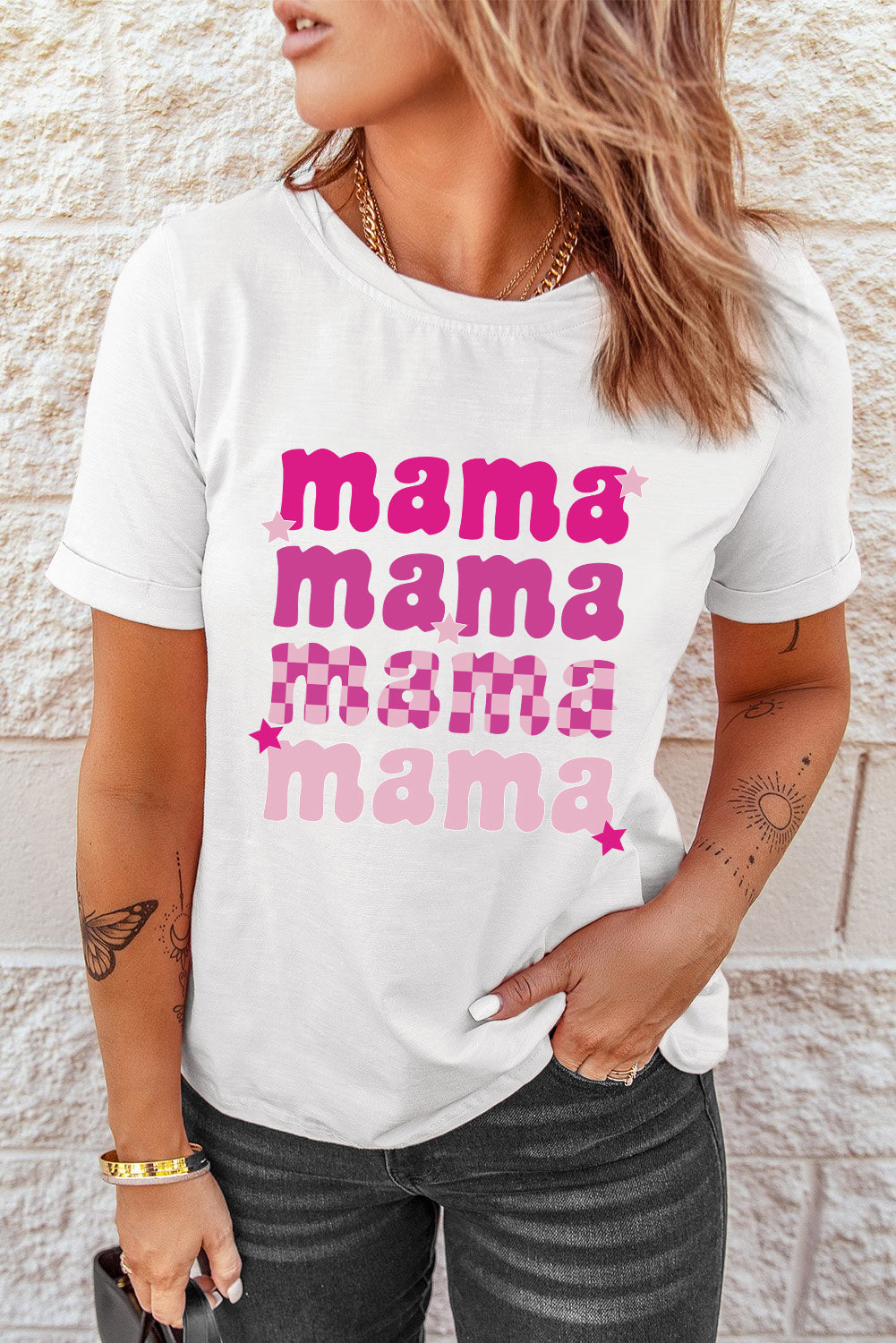 MAMA Graphic Round Neck T-Shirt  Shirts & Tops- Doll Fits