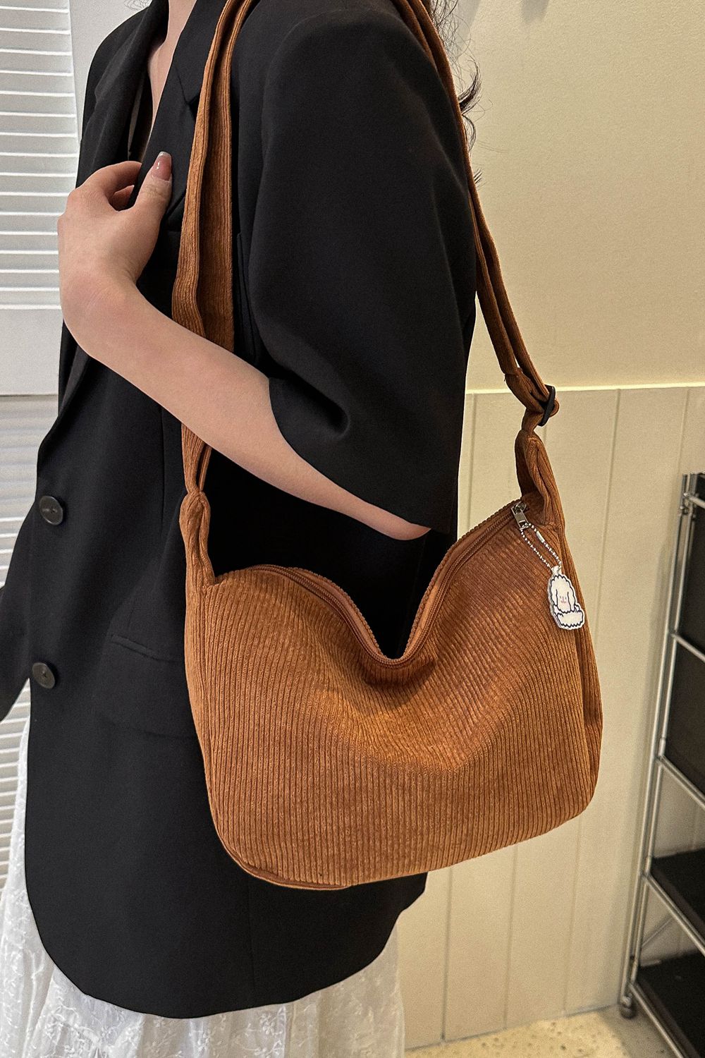 Large Corduroy Shoulder Bag  Handbags- Doll Fits