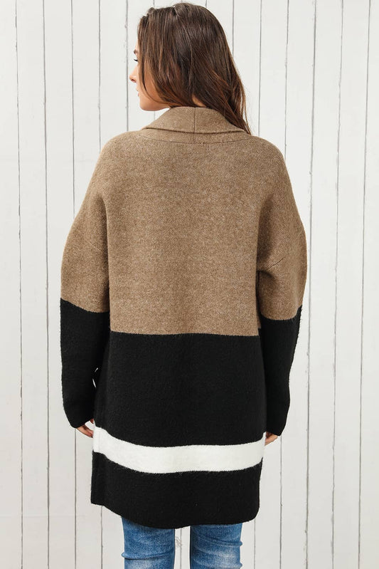 Color Block Dropped Shoulder Longline Cardigan  - Doll Fits