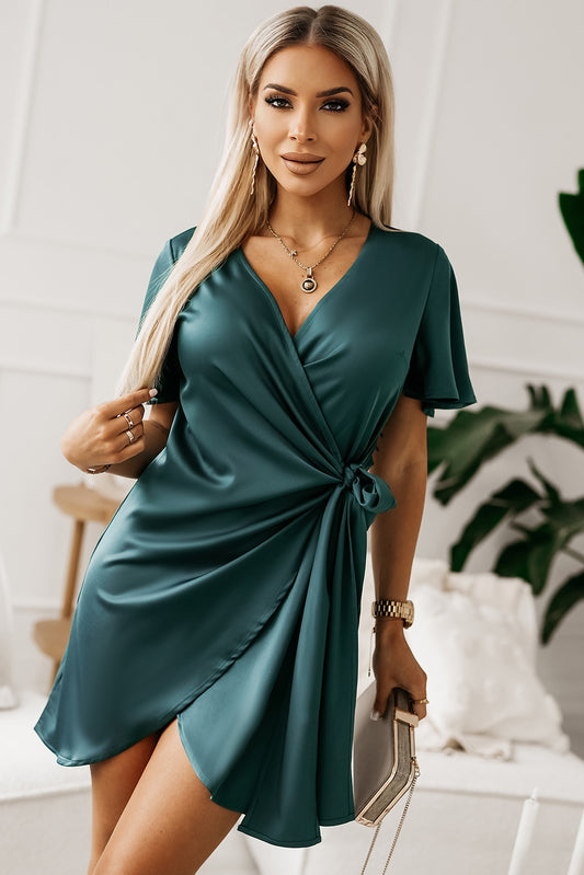 Tied Flutter Sleeve Dress  Dresses- Doll Fits