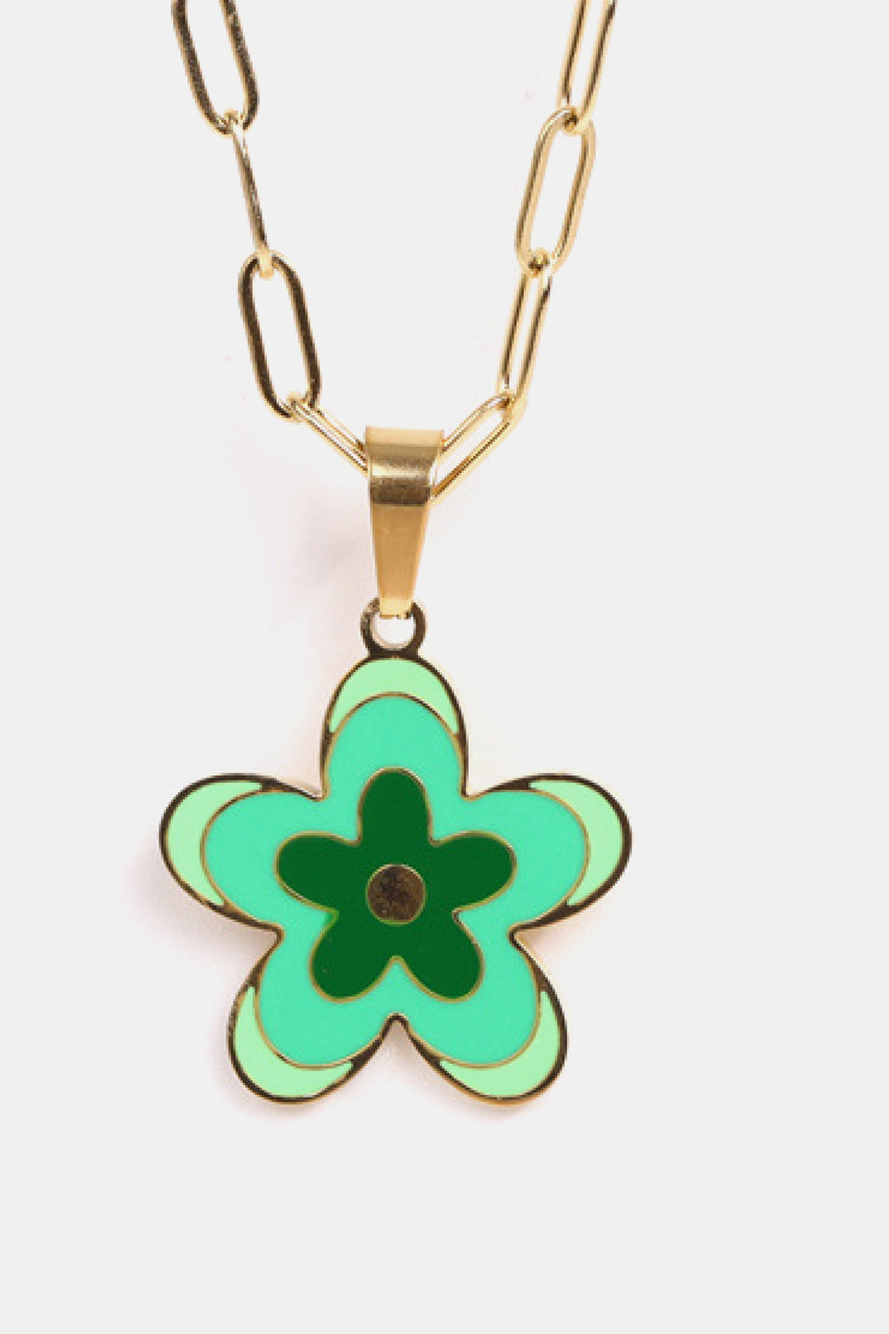 Flower Pendant Stainless Steel Necklace  Necklaces- Doll Fits