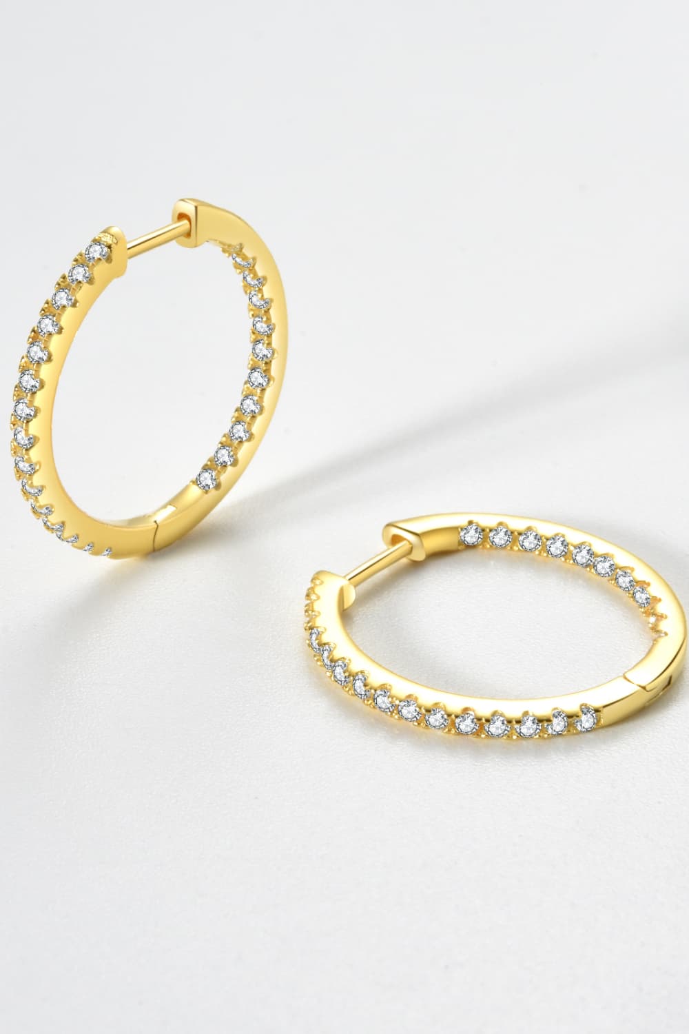 Inlaid Zircon 925 Sterling Silver Huggie Earrings  Earrings- Doll Fits