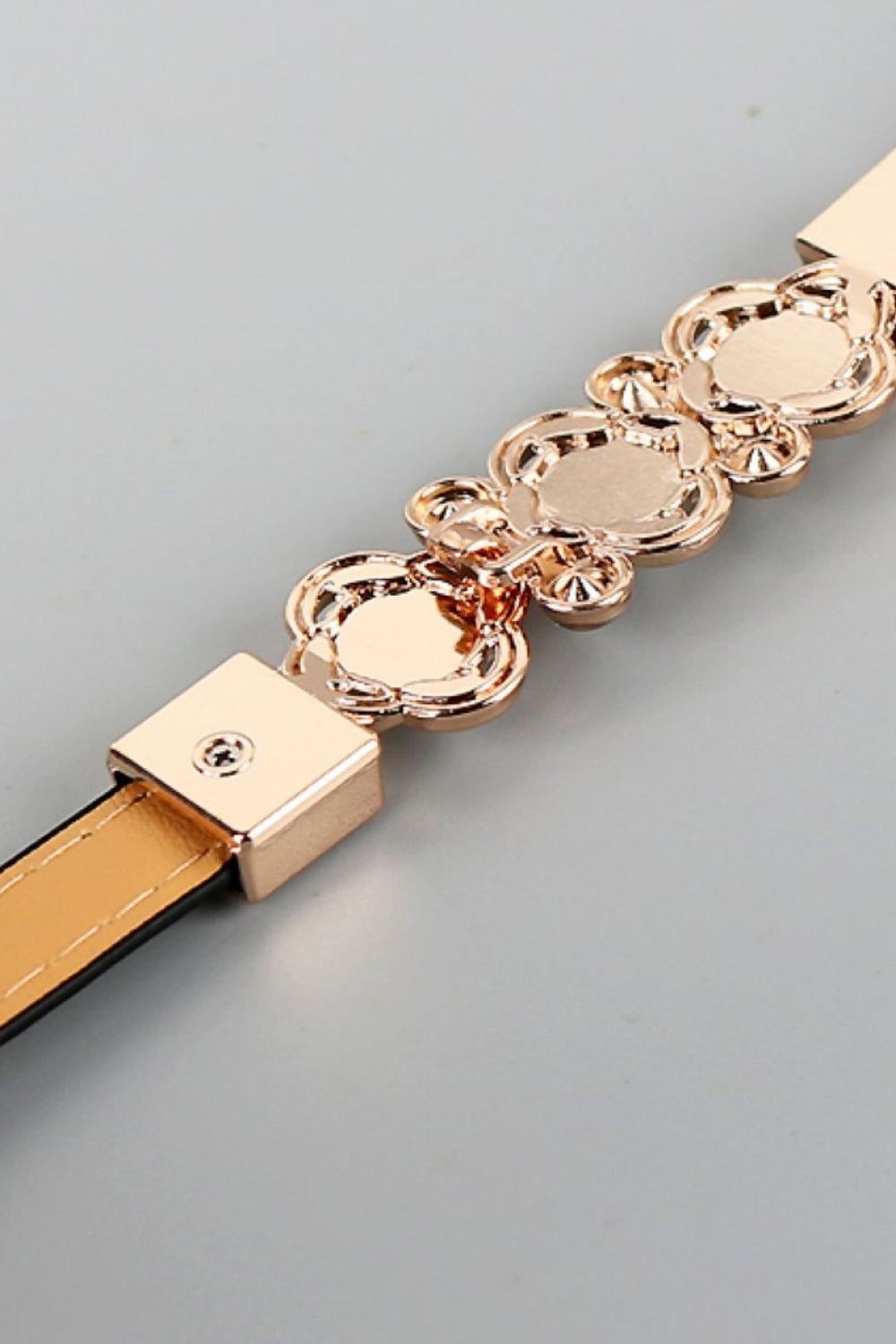 Rhinestone Flower Adjustable PU Leather Belt  Belts- Doll Fits