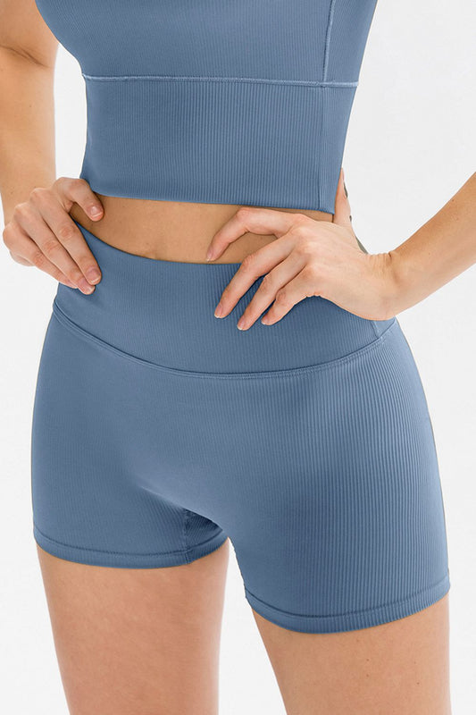 Slim Fit Wide Waistband Sports Shorts  Activewear- Doll Fits