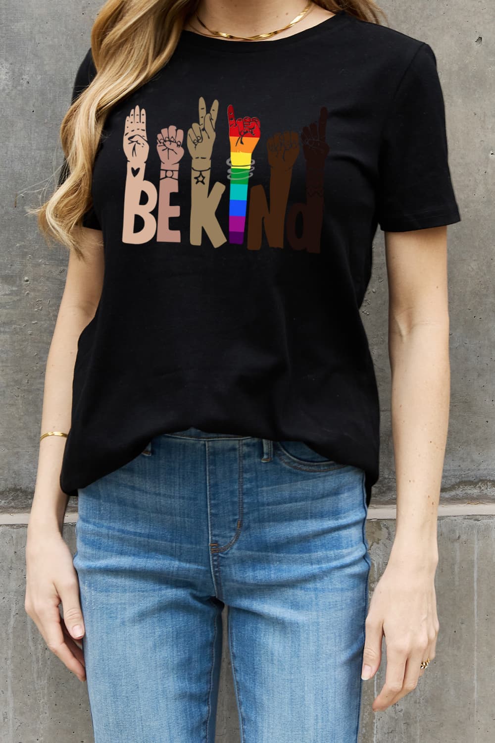 Simply Love Full Size BE KIND Graphic Cotton Tee  Shirts & Tops- Doll Fits