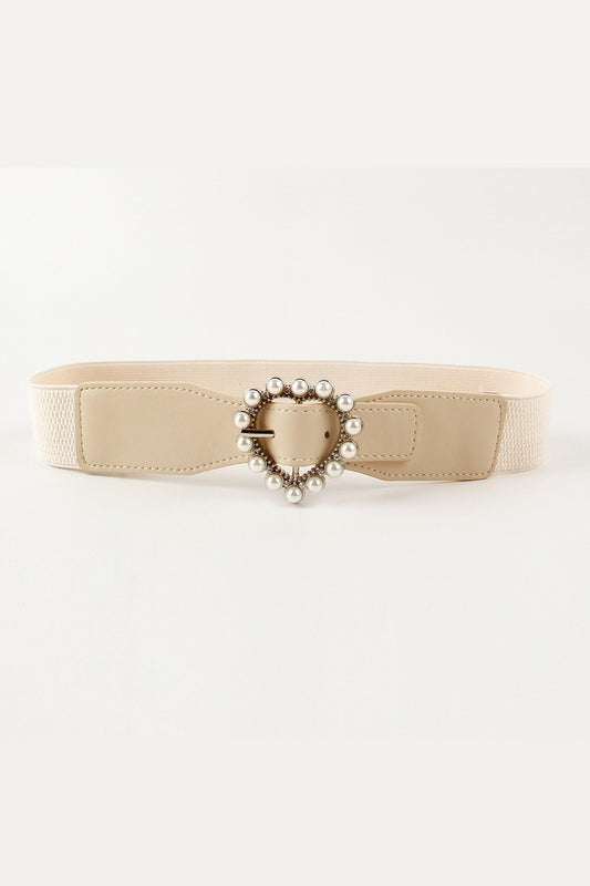 Pearl Heart Buckle Elastic Belt  Belts- Doll Fits