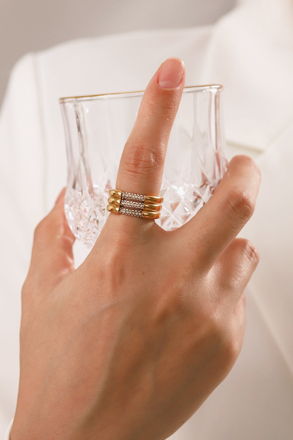 Triple-Layered Rhinestone Ring  Rings- Doll Fits