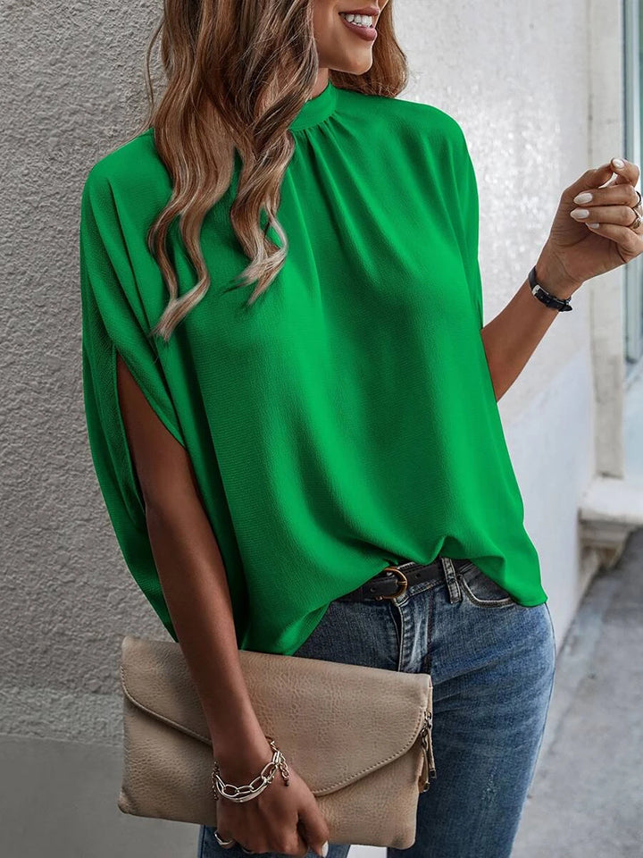 Round Neck Slit Sleeve Blouse  - Doll Fits
