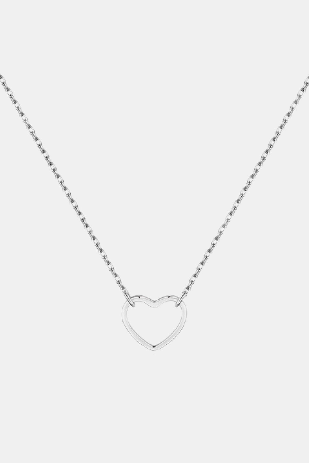 925 Sterling Silver Heart Shape Pendant Necklace  Necklaces- Doll Fits