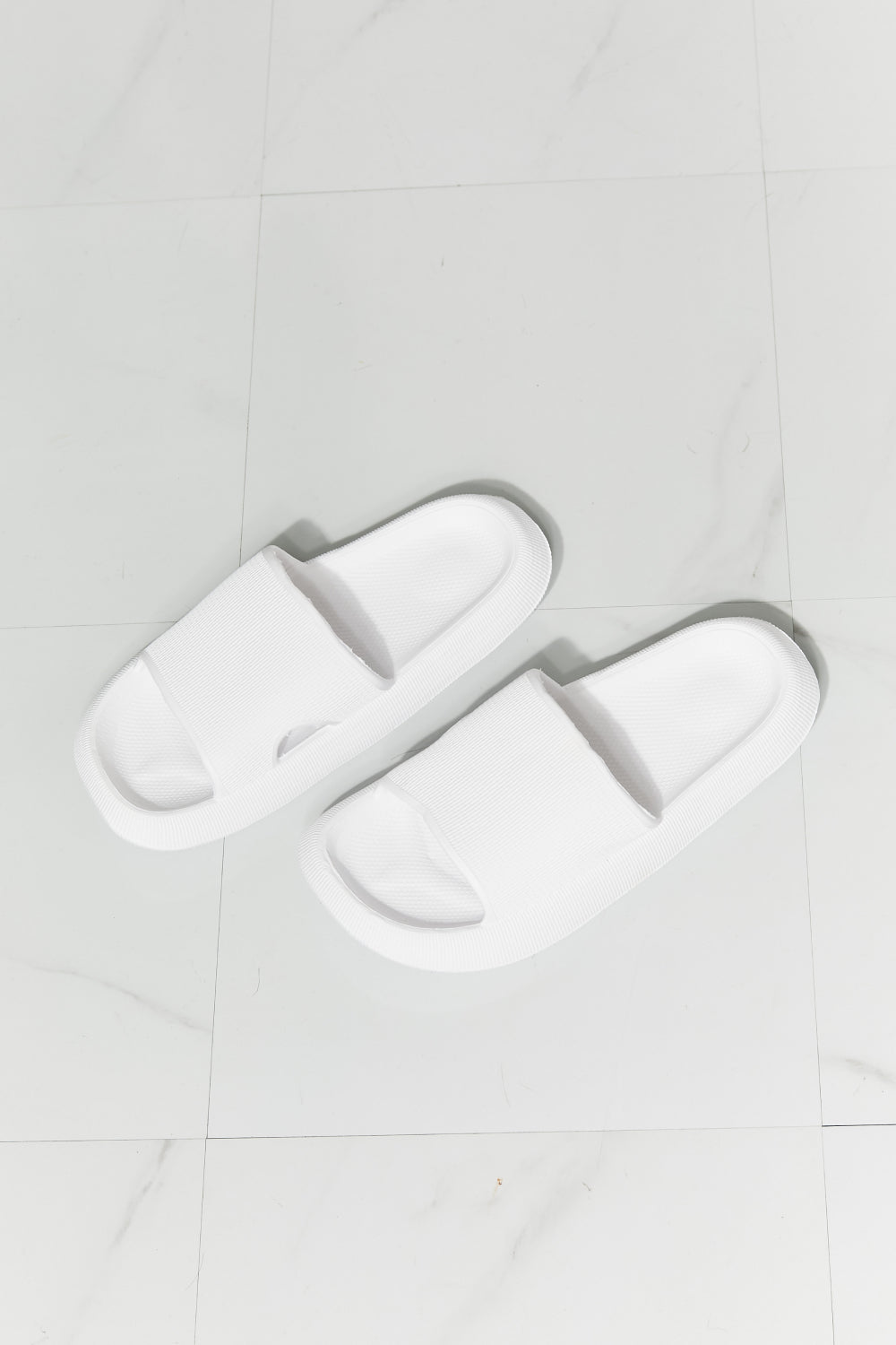MMShoes Arms Around Me Open Toe Slide in White  Shoes- Doll Fits
