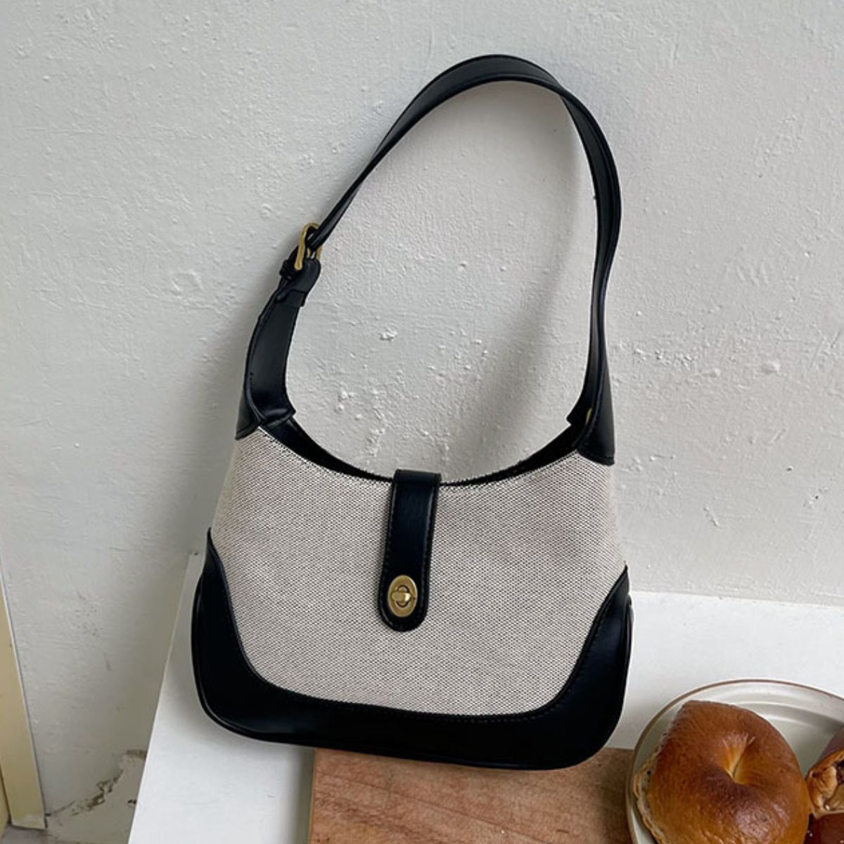 Contrast Canvas Shoulder Bag  Handbags- Doll Fits