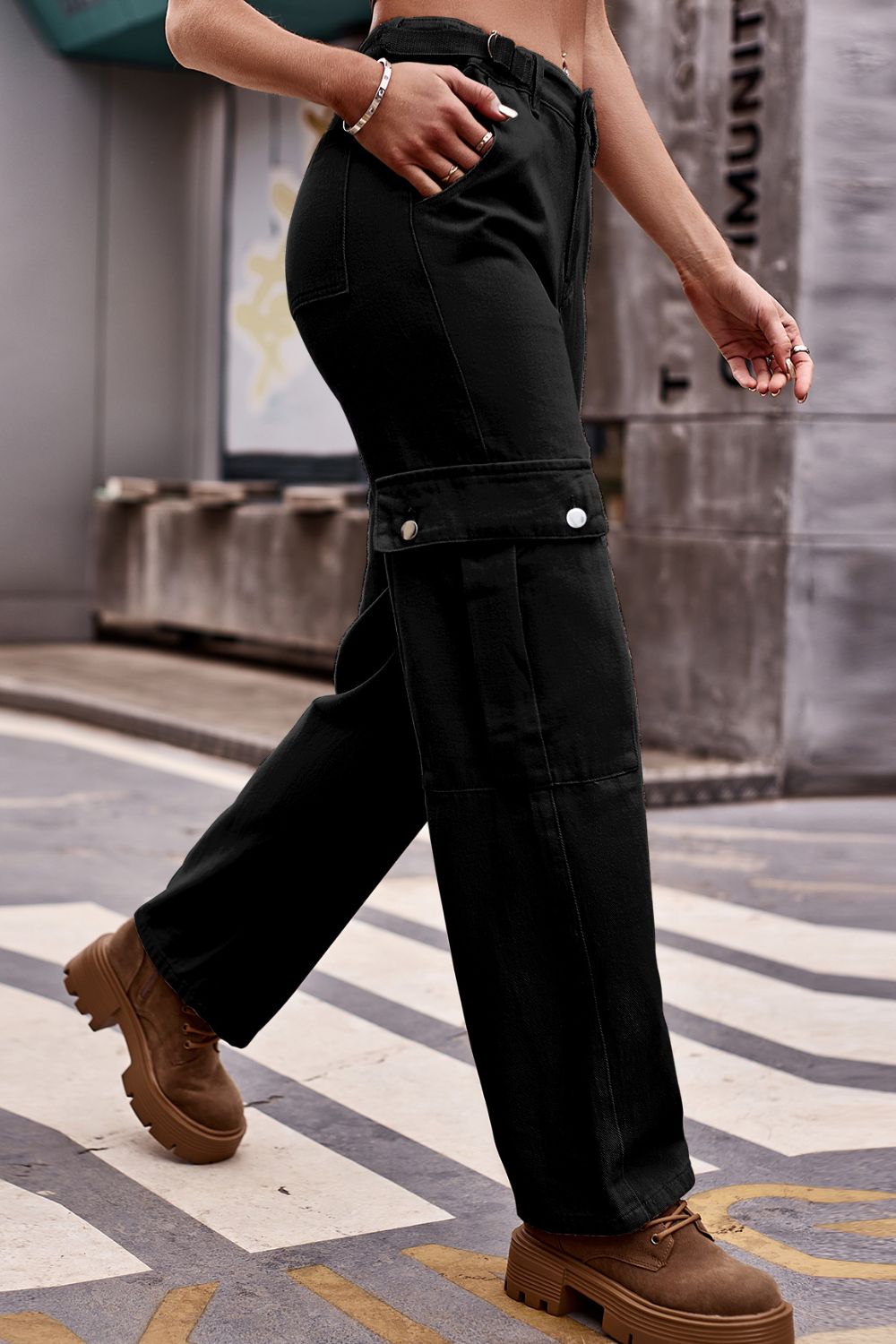 Buttoned Loose Fit Jeans with Pockets  - Doll Fits