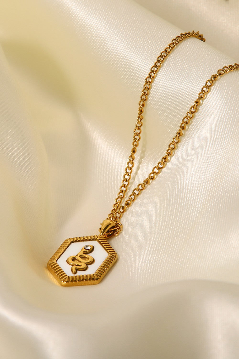 18K Gold Plated Snake Geometric Pendant Necklace  Necklaces- Doll Fits