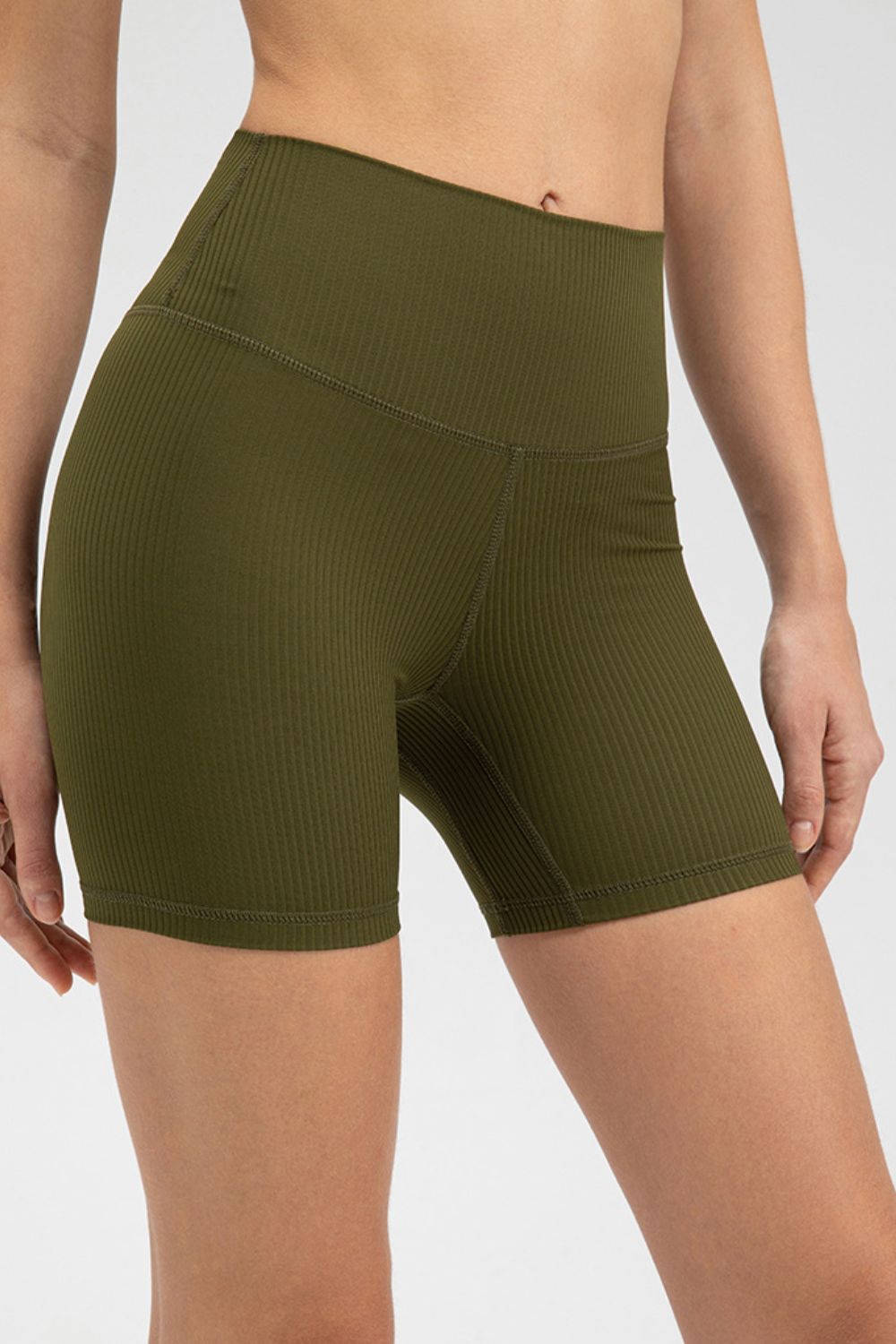 Wide Waistband Slim Fit Sports Shorts  Activewear- Doll Fits