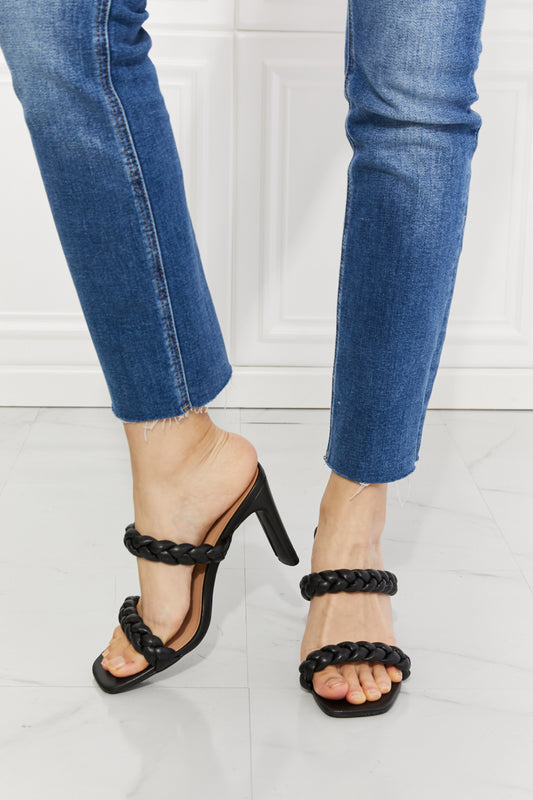 MMShoes In Love Double Braided Block Heel Sandal in Black  Shoes- Doll Fits