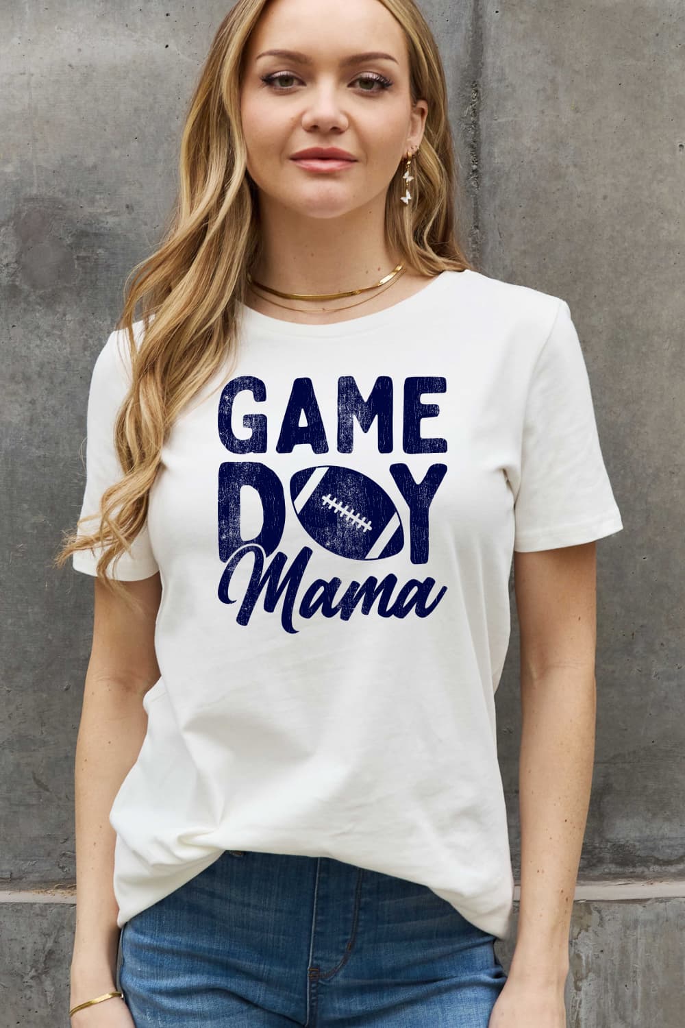 Simply Love Full Size GAMEDAY MAMA Graphic Cotton Tee  - Doll Fits