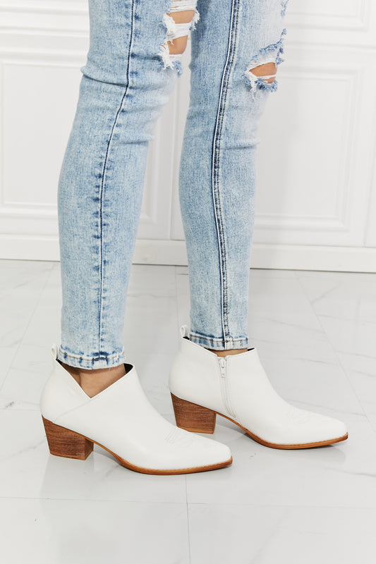 MMShoes Trust Yourself Embroidered Crossover Cowboy Bootie in White  Shoes- Doll Fits